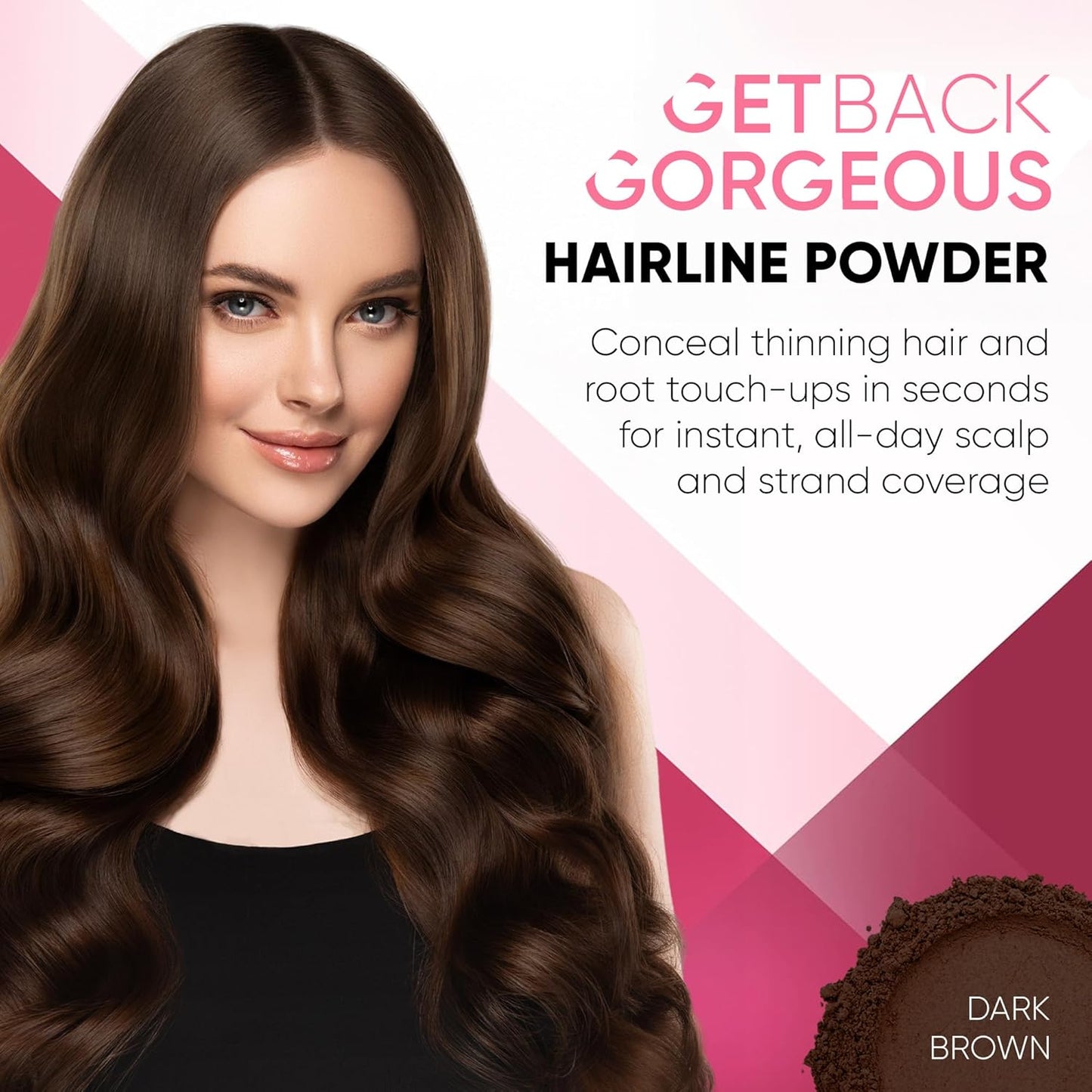 GBG Hairline Powder, Dark Brown - 48-Hour Coverage Root Touch Up Powder for Bald Spots, Instant Hair Loss Concealer & Brightening Highlights - Hair Fillers for Thinning Hair for Women & Men, 4g