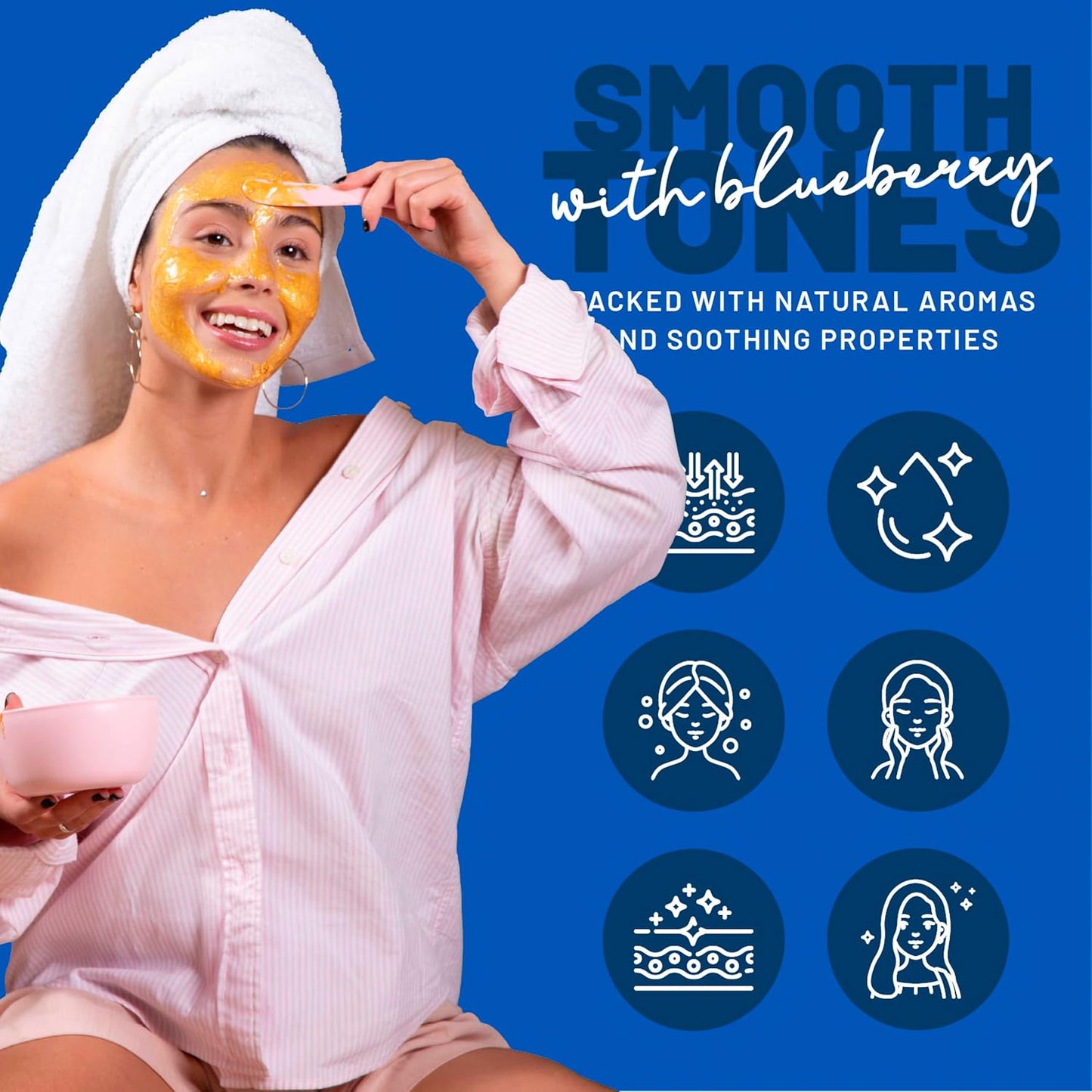 BRÜUN Jelly Mask Jar Blueberry Burst Peel-Off Face Care Rubber Mask - A 23 fl oz Skin Care Moisturizing Gel Mask Jar Spa Set for Men, Women and Adults on Formal Gatherings and Events