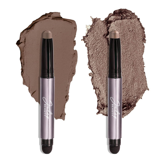 Julep Eyeshadow 101 Crème-to-Powder Waterproof Eyeshadow Stick Duo – Long-Lasting, Crease-Proof, Easy Apply with Built-in Smudger -Taupe Shimmer and Stone