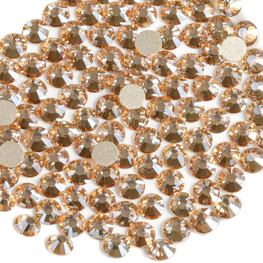 Beadsland 1440 Pieces Flat Back Crystal Rhinestones Round Gems,Golden Shadow,SS10,2.7-2.9mm
