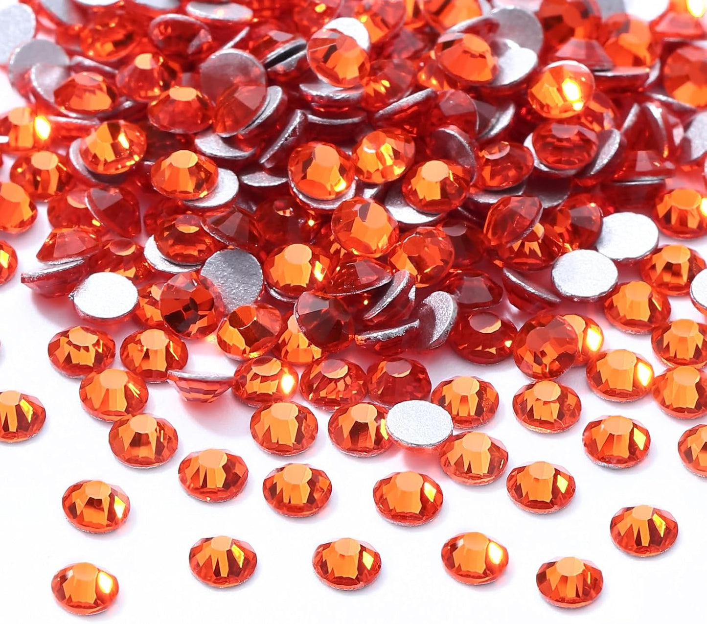 Hyacinth Flatback Rhinestones, Glass Rhinestones for Nail Art and Craft, Glue Fix, Loose Crystal Gemstones(Orange, SS6, 2880pcs, 1.9-2.0mm)