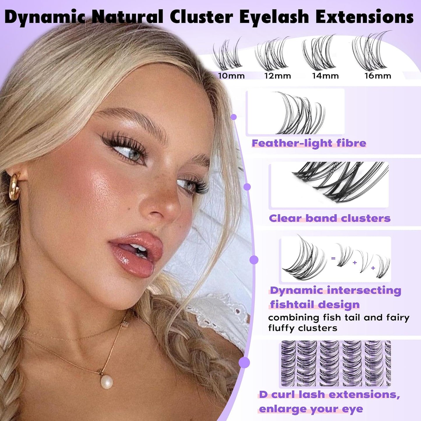 Invisible Band Lash Clusters Kit Wispy Natural Cluster Eyelash Extension Kit DIY Lash Extension Kit C Curl 10-16MM Eyelash Clusters Volume Individual Lashes Kit by Goddvenus