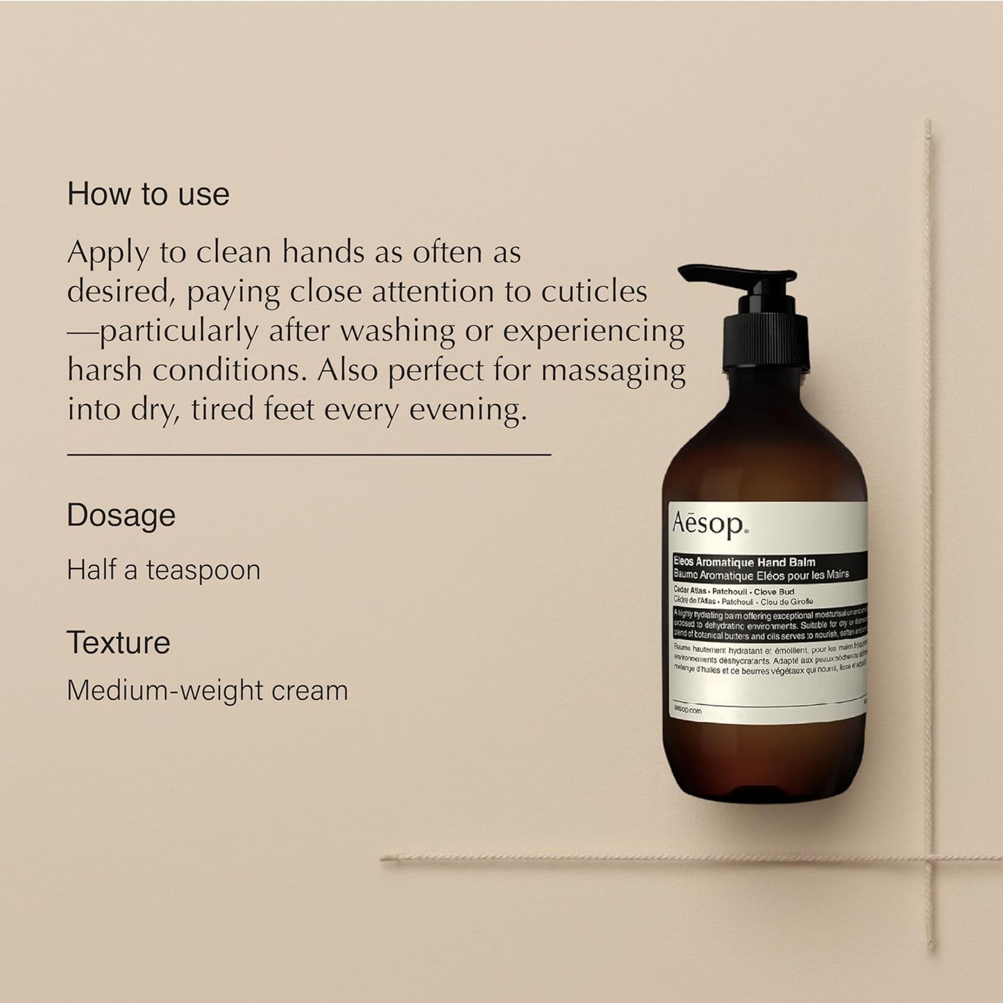 Aesop Eleos Aromatique Hand Balm | Intensely Hydrating and Enriched with Shea Butter, Coconut Oil, and Castor Oil | Vegan and Cruelty-Free | 16.9 oz (Pack of 2)