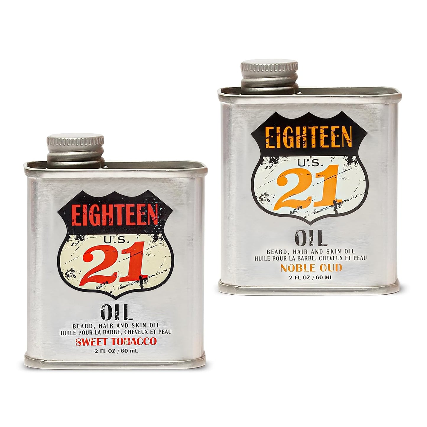 18.21 Man Made Man Sweet Tobacco & Noble Oud Beard, Hair & Skin Oil 2-Set Bundle, All Hair & Skin Types for Men, Strengthens and Moisturizes in a Manly Aroma