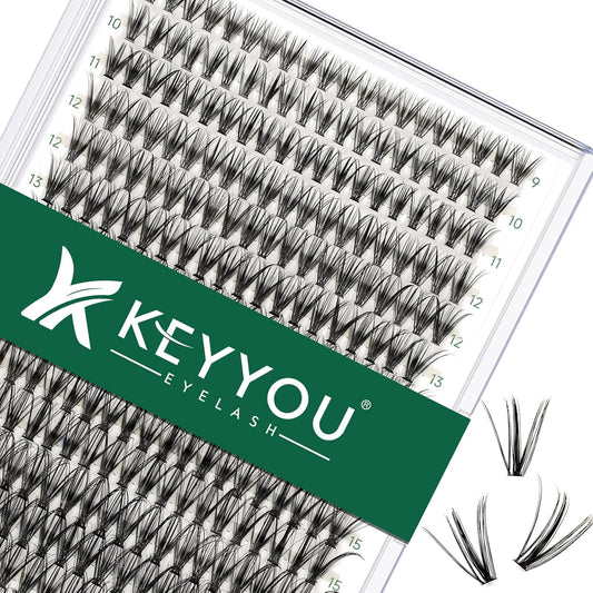 Lash Clusters 300pcs Individual Lashes 30D 0.07D Curl 9-18MIX DIY Eyelash Extension KEYYOU Large Tray Volume Soft&Natural Cluster Lashes(30D-0.07D,9-18MIX）