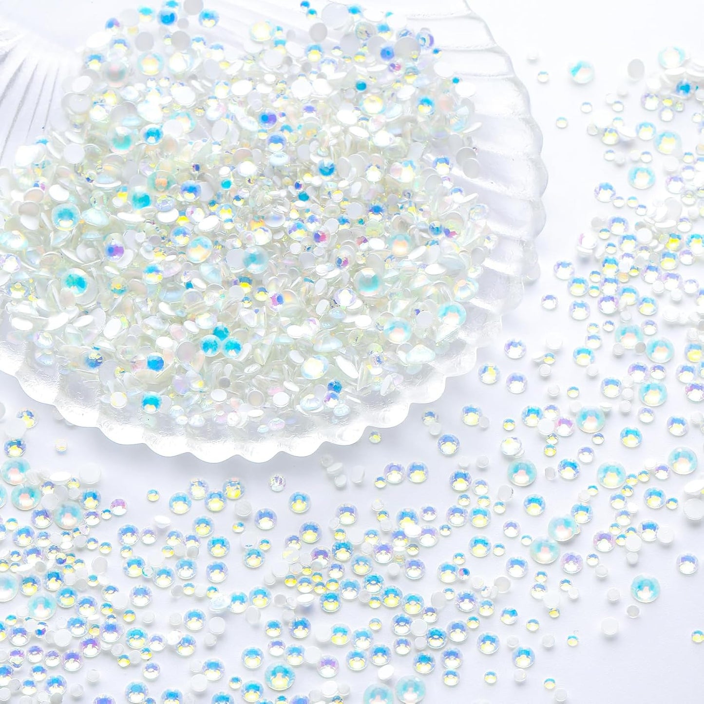 F White Flatback Rhinestones, Glass Rhinestones for Nail Art and Craft, Glue Fix, Loose Crystal Gemstones(F White, SS20, 1440pcs, 4.6-4.8mm)