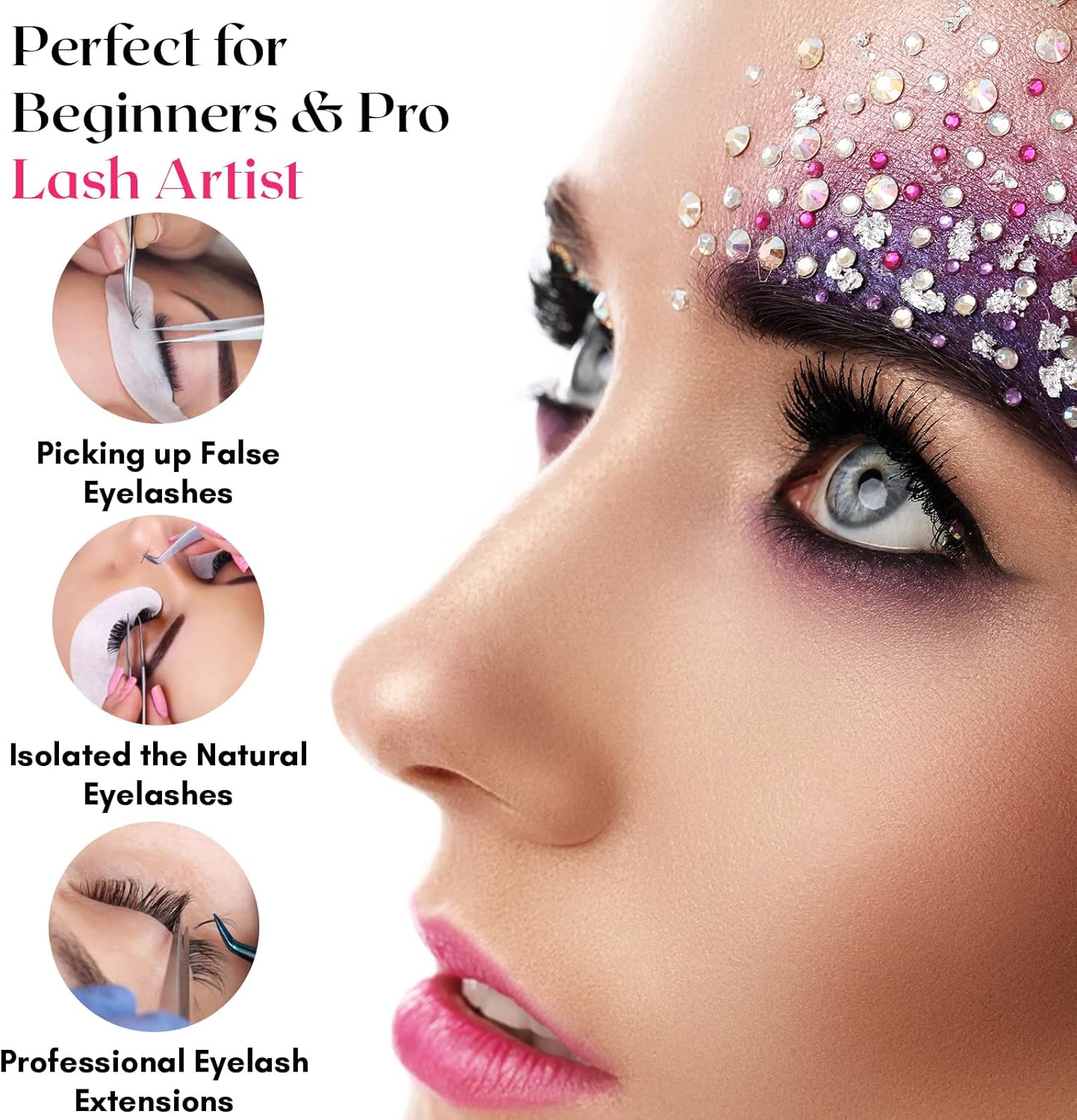 Curved Isolation Lash Tweezers for Eyelash Extension – 14cm, Stainless Steel Best for Classic & Individual Lashes Eyelash Twisers (Matte Pink)