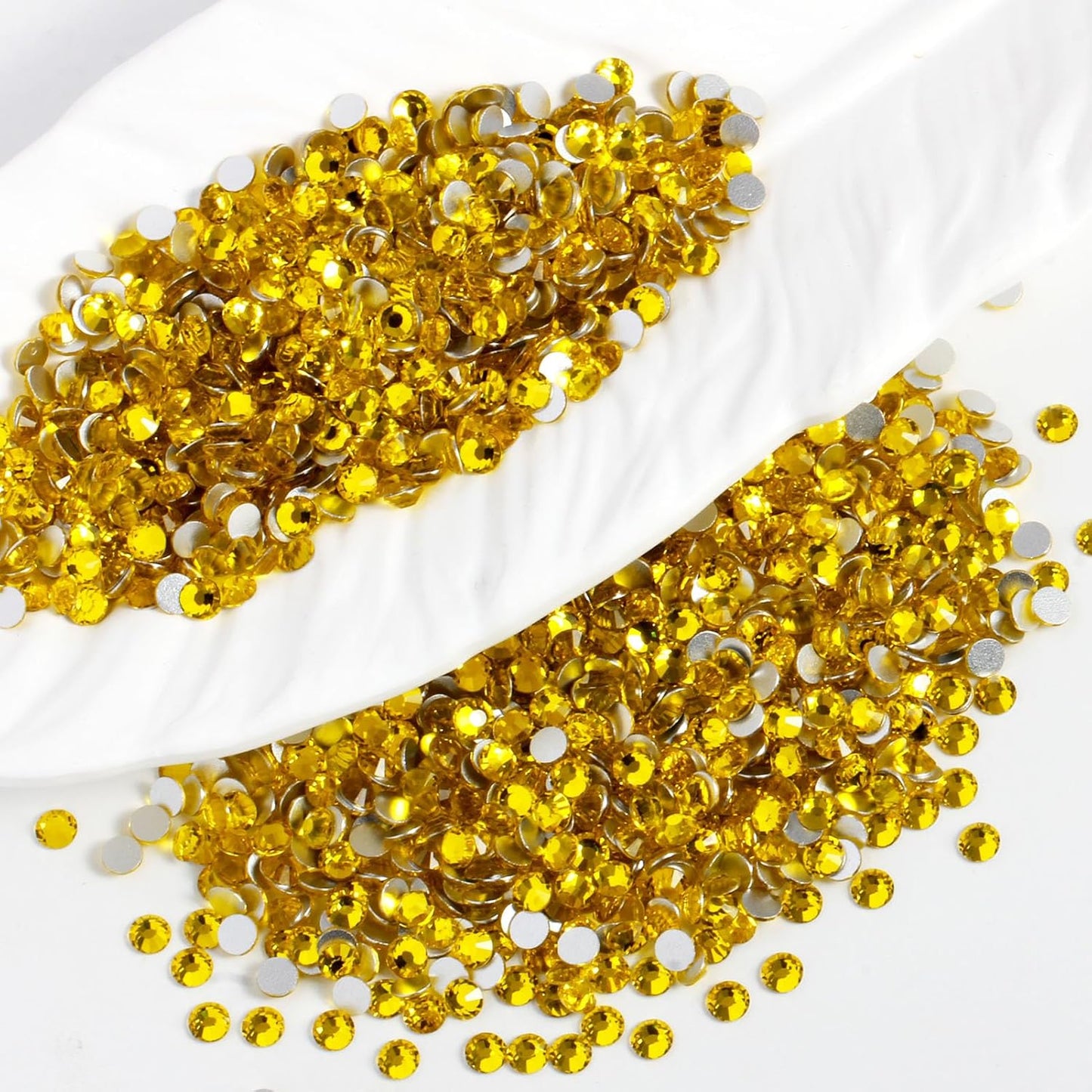 3000PCS SS8 Flatback Rhinestones | 12-Facet Diamond-Cut Glass Gems for Nail Art, Clothing, DIY Crafts |Glue-On Decoration Stones with Silver Backing(Citrine)