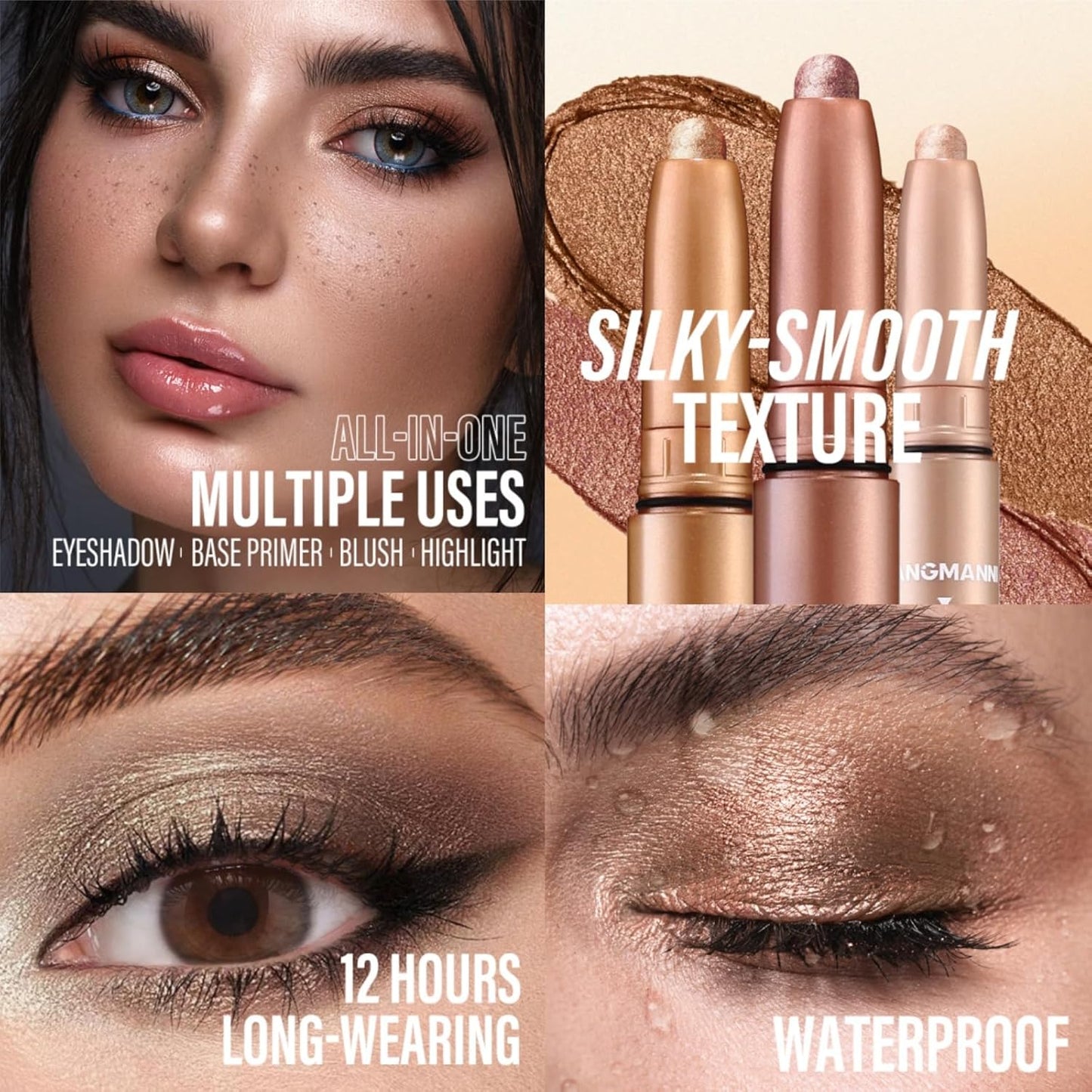 Jolilab Eyeshadow Stick Set, 2 PCS Matte Professional Bright-Colored Contouring and Highlight Eyeshadow Stick, Cream Waterproof Long Lasting High Pigmented Eye Shadow. (2, 01+18 2pcs)