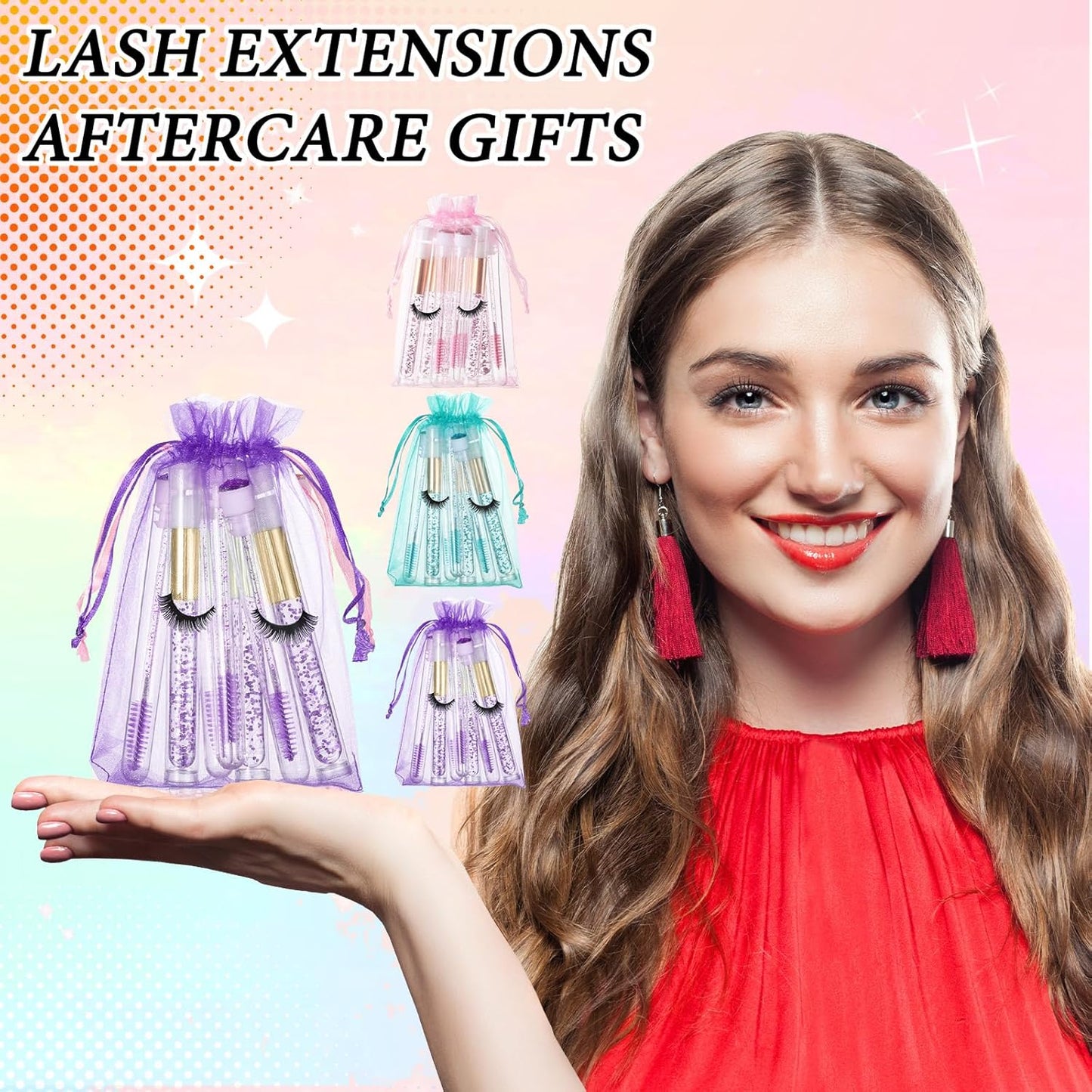 Zhehao 80 Pcs Lash Shampoo Bottle Brushes Kit 20 Foam Pump Dispensers 20 Lash Shampoo Brushes 20 Eyelash Aftercare Bag 20 Cleaning Pipes, Eyelash Extension Supplies (Mixed Colors)