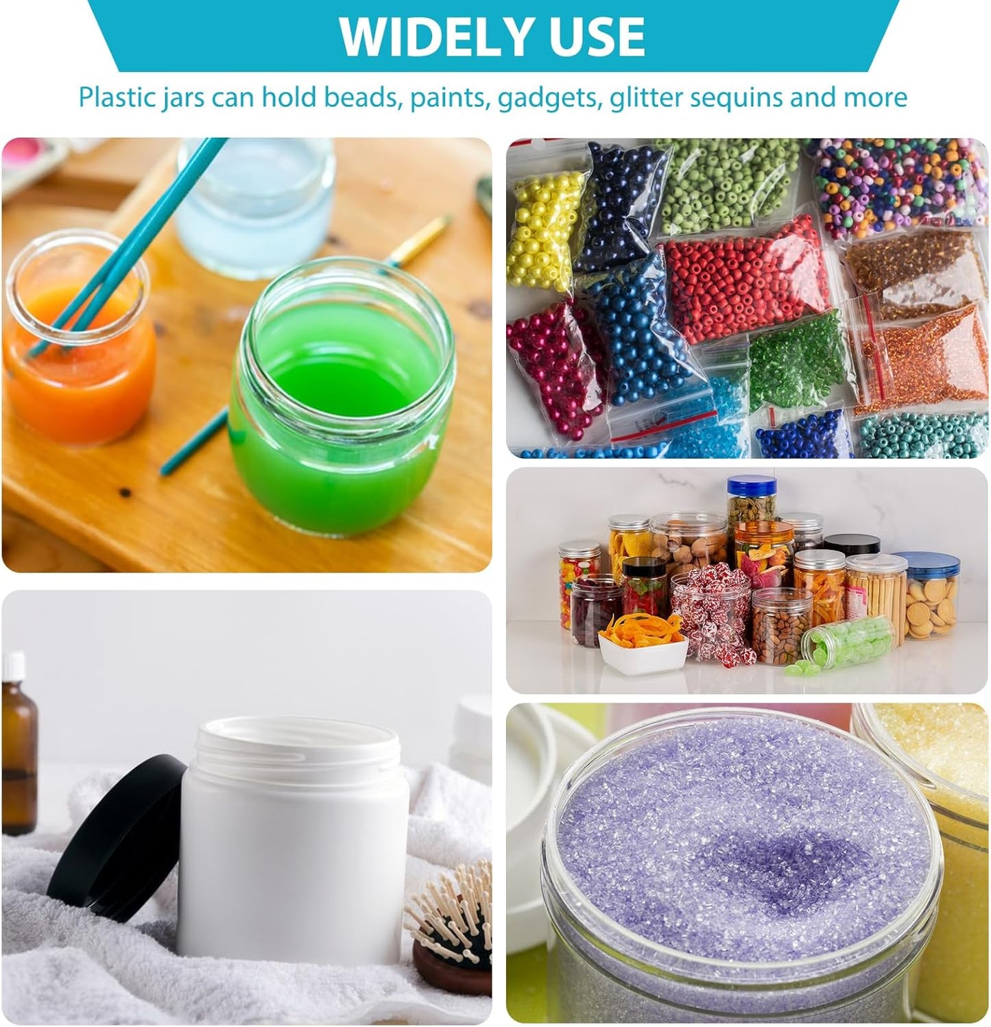 8 oz Clear Plastic Round Jars with Black Lids, 40pcs 8oz 250ml Leak-Proof Wide-Mouth Cosmetic Storage Containers for Slime, Kitchen Use, Beauty Products, Cream, Scrubs, Bath Salt and More