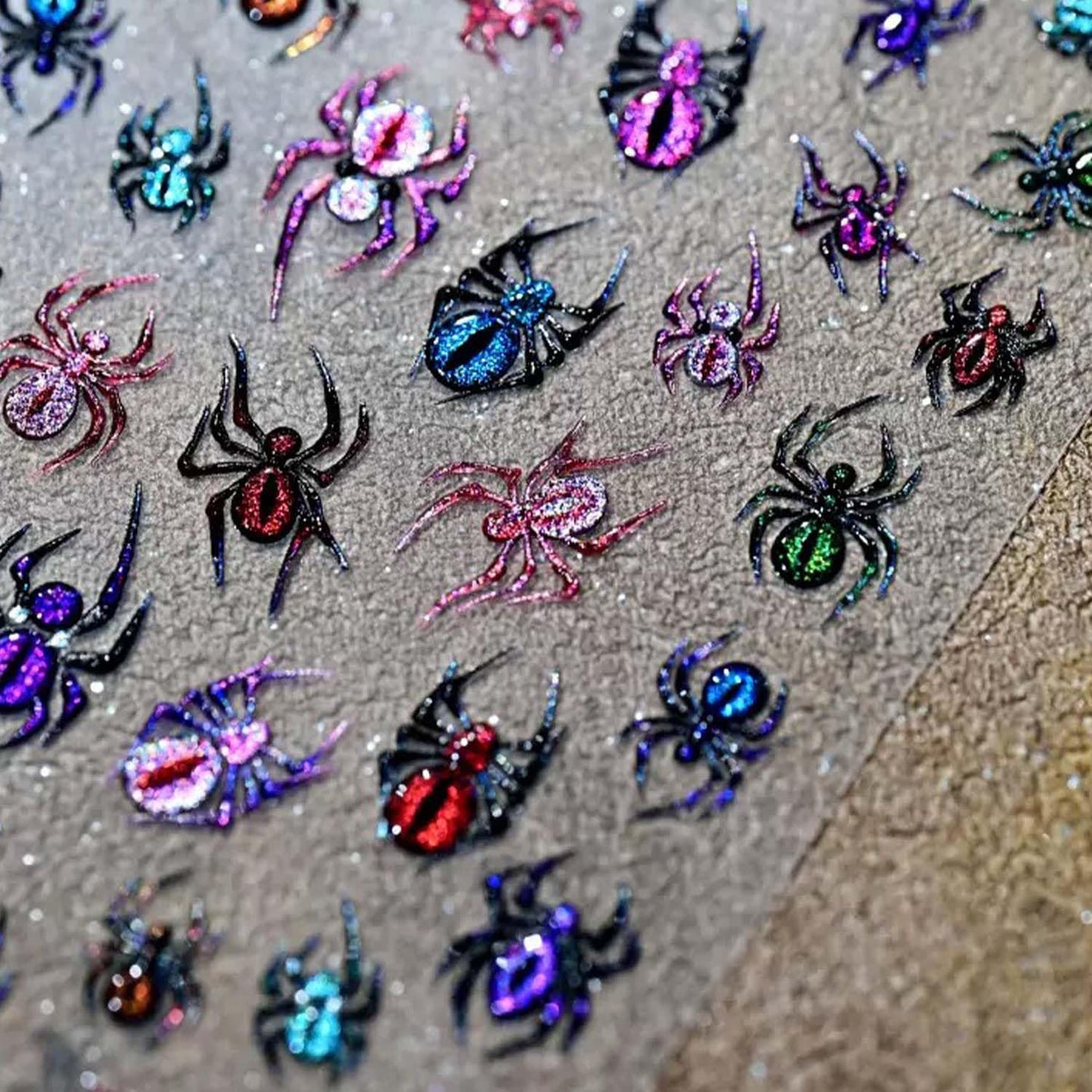 5D Embossed Halloween Nail Stickers for Nail Art Colorful Spider Nail Decals Self-Adhesive Halloween Nail Design Spider Nail Art Stickers for Women DIY Manicure Decorations Supplies