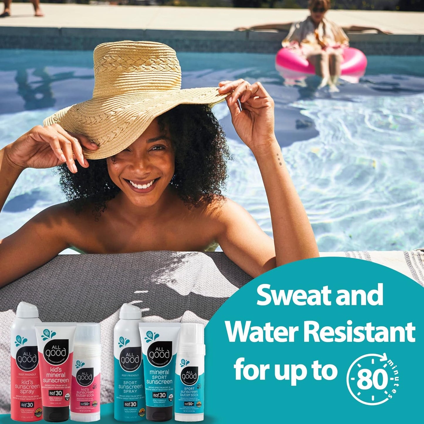 All Good Baby & Kids Mineral Sunscreen Butter Stick for Face, Nose, Ears - UVA/UVB Broad Spectrum SPF 50, Coral Reef Friendly, Water Resistant, Zinc Oxide, Coconut Oil, Vitamin E (2.75 oz)(3-Pack)