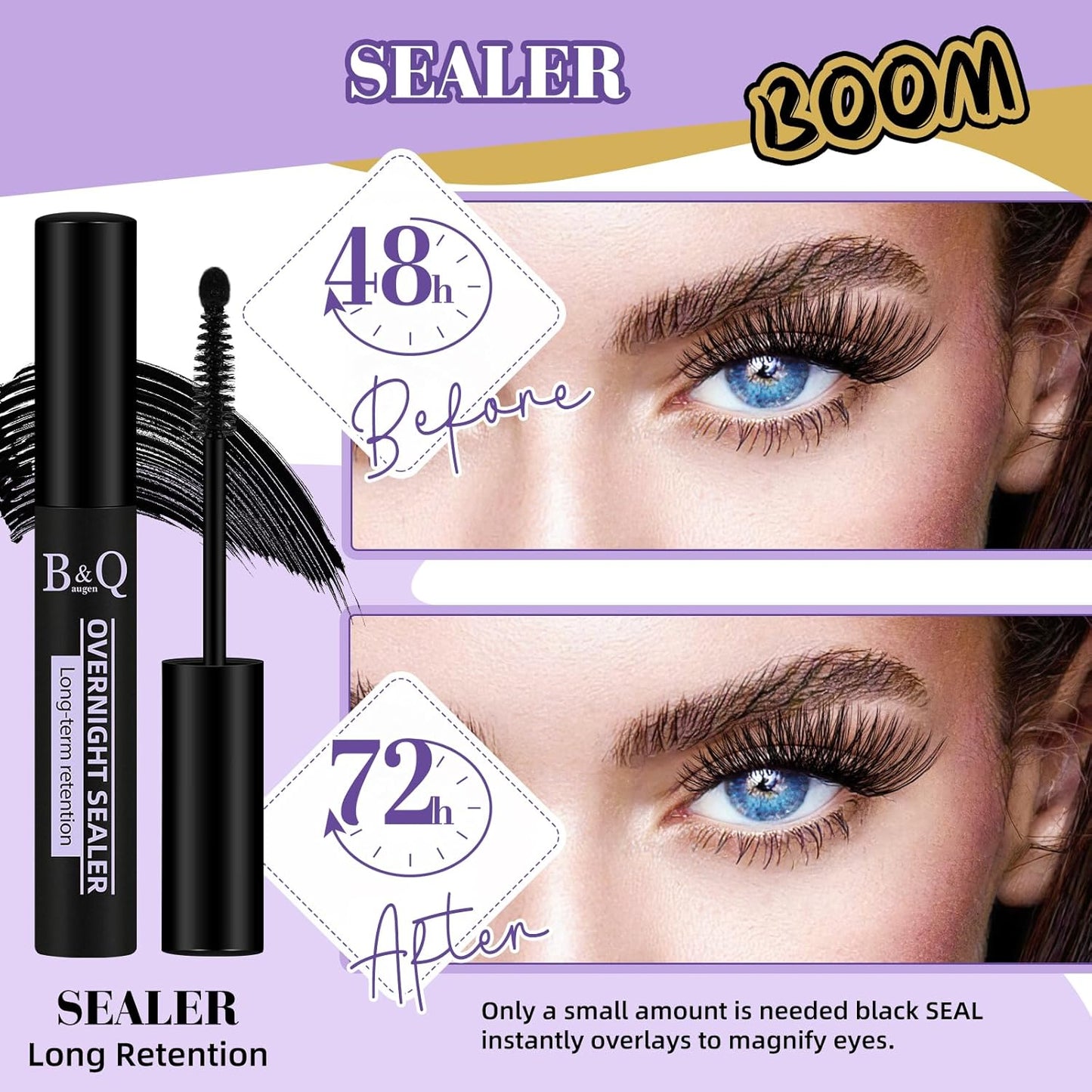 B&Qaugen Lash Seal 10ml Overnighter Lash Sealer for Eyelash Extension Lash Sealant Lash Extension Sealant for Lash Clusters Coating Long-Lasting Lash Overnight Sealer for Eyelash Clusters (Black,10ml)