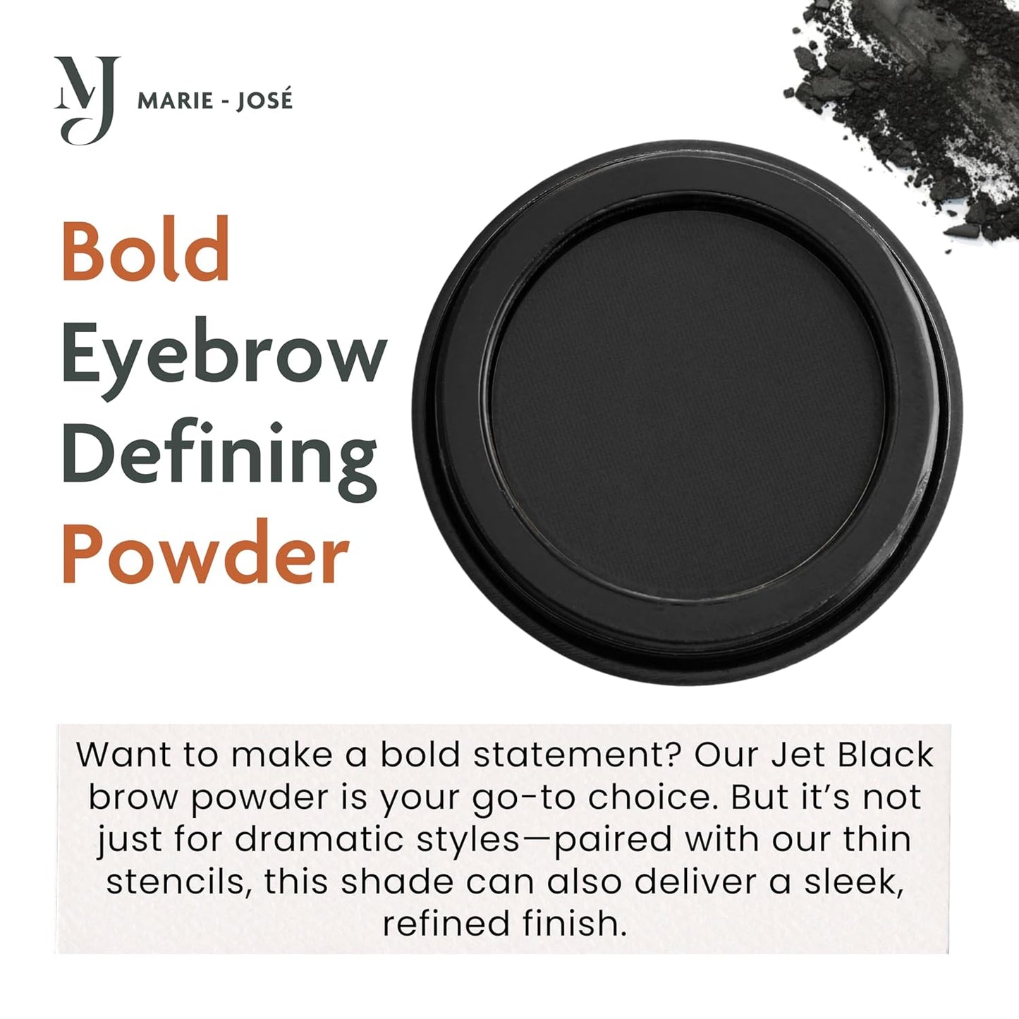 Eyebrow Powder, High Colour Pigmentation, Cruelty-Free & Vegan, Natural & Even Eyebrows (Jet Black)