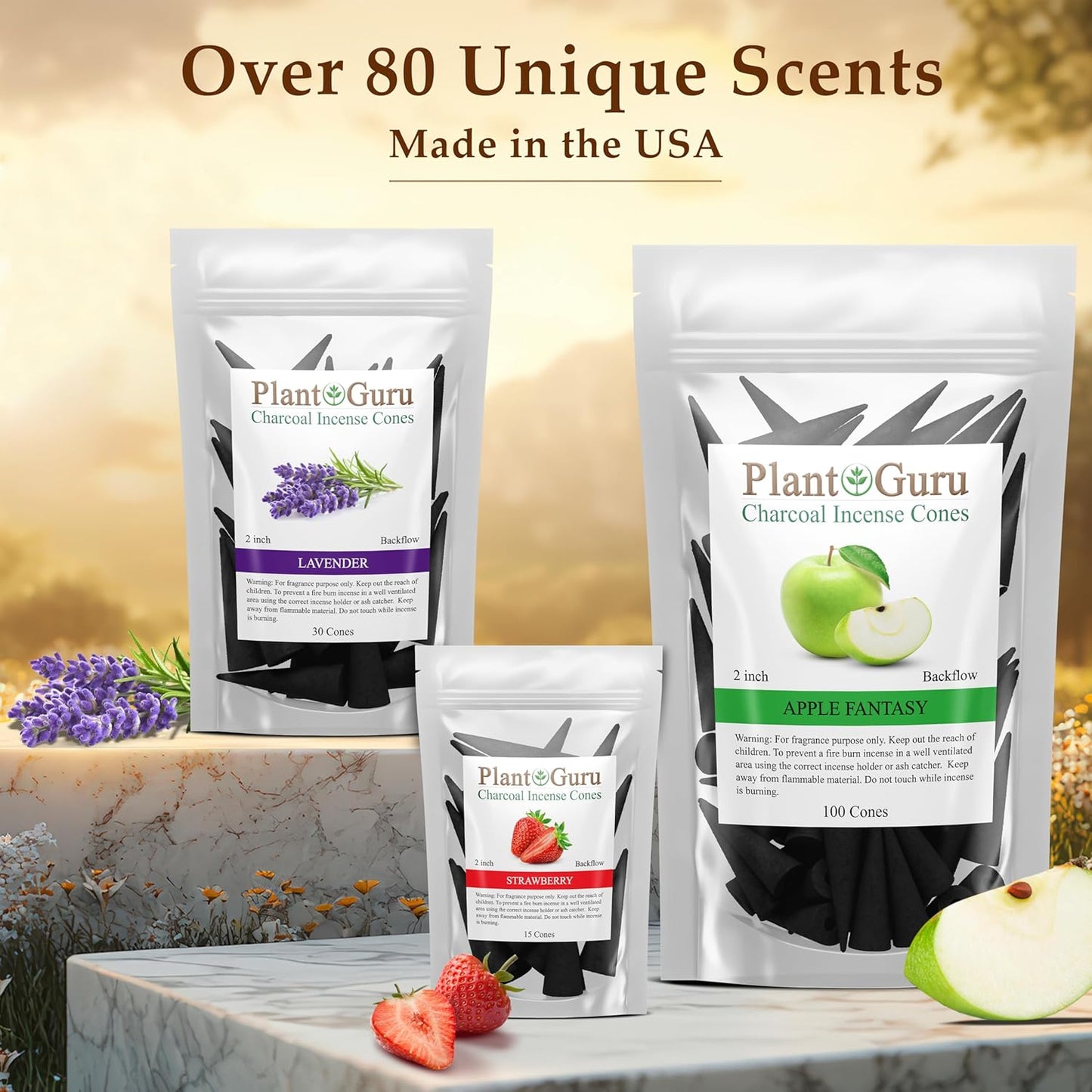 Frankincense Charcoal Incense Cones 2" BACKFLOW - 60 Pack Bulk - Natural Scented Cones Handmade Hand Dipped