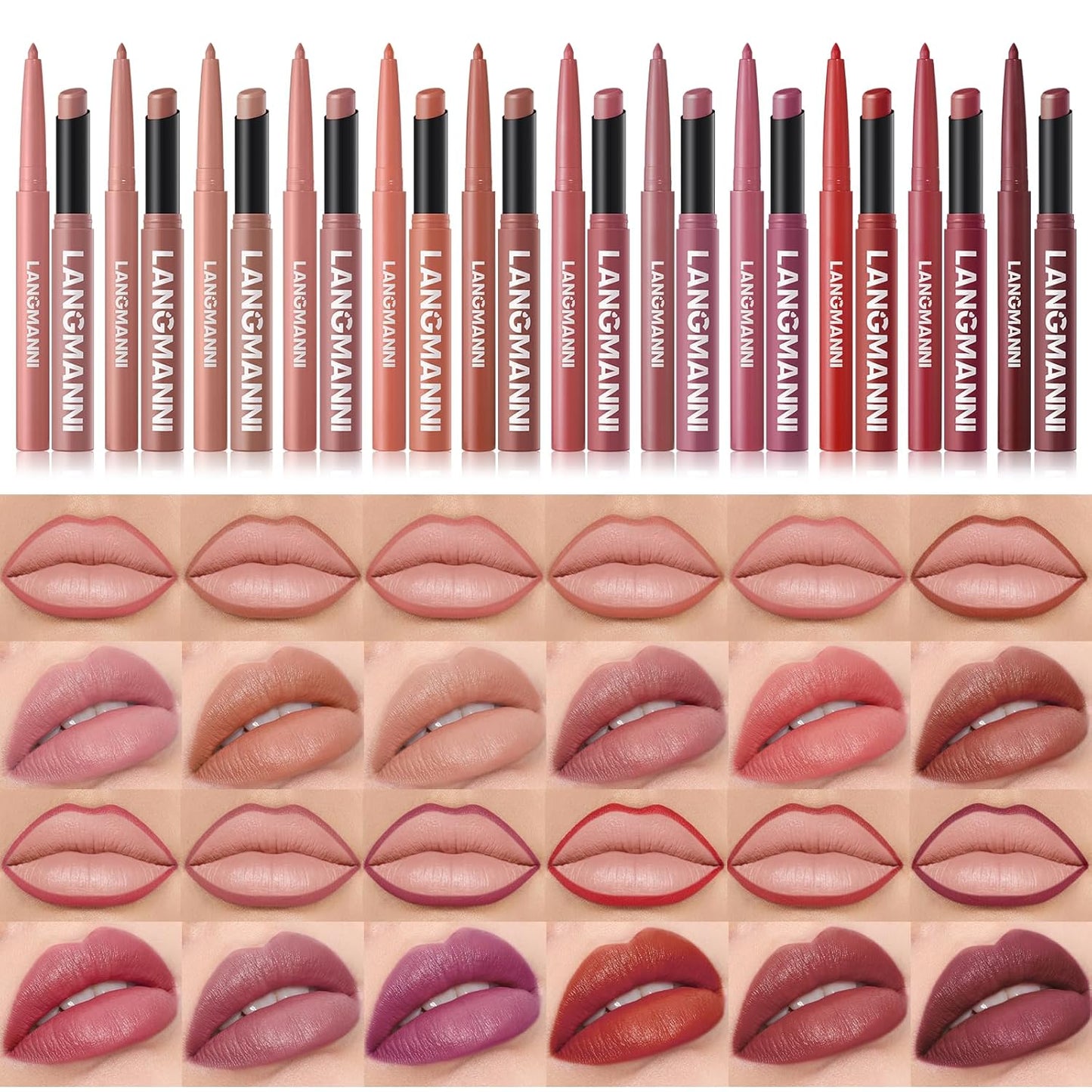 Jolilab 12Pcs Lip Set: 6 Colors Lip Liner+6 Colors Lipstick,Matte/Creamy,Smooth Creamy Texture,Long-Lasting,Bold/Nude Shades for Daily/Party,Vegan,Gift for Makeup Lovers.(Nude - Toned Set A)