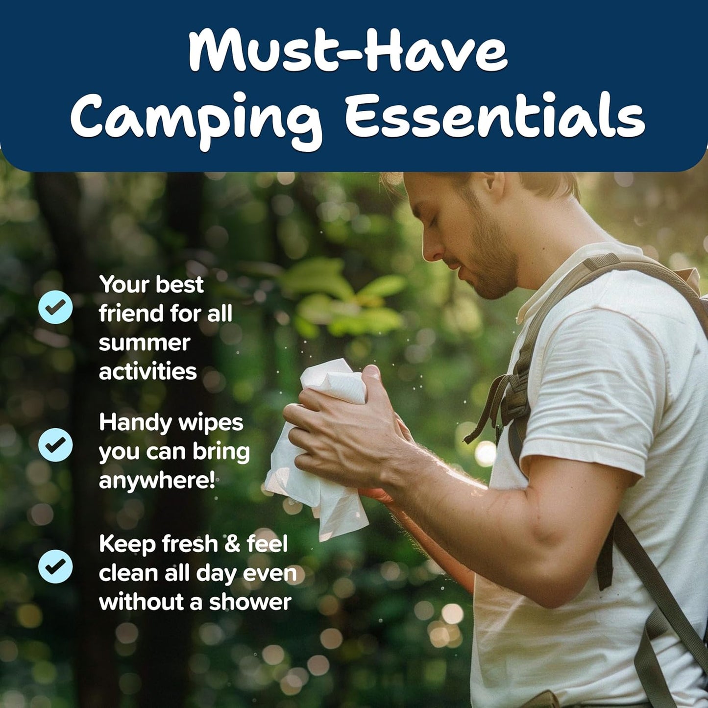 Body Wipes For Adults Bathing No Rinse 100pc XL - Ultra Thick Shower Wipes For Men Women - Personal Cleansing, Hygiene & Camping Essentials, Elderly Care, Travel, Incontinence Disposable Washcloths