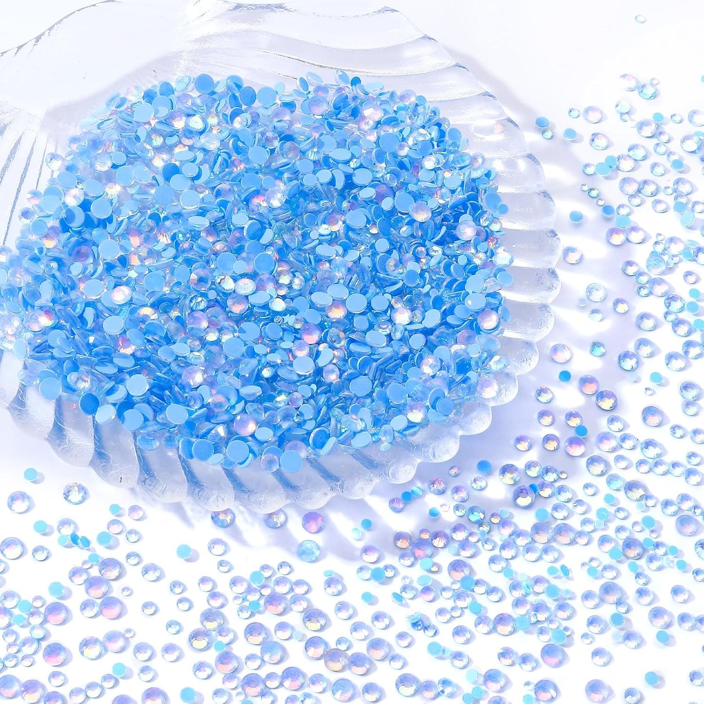 F Light Blue Flatback Rhinestones, Glass Rhinestones for Nail Art and Craft, Glue Fix, Loose Crystal Gemstones(F Light Blue, SS12, 1440pcs, 2.9-3.0mm)