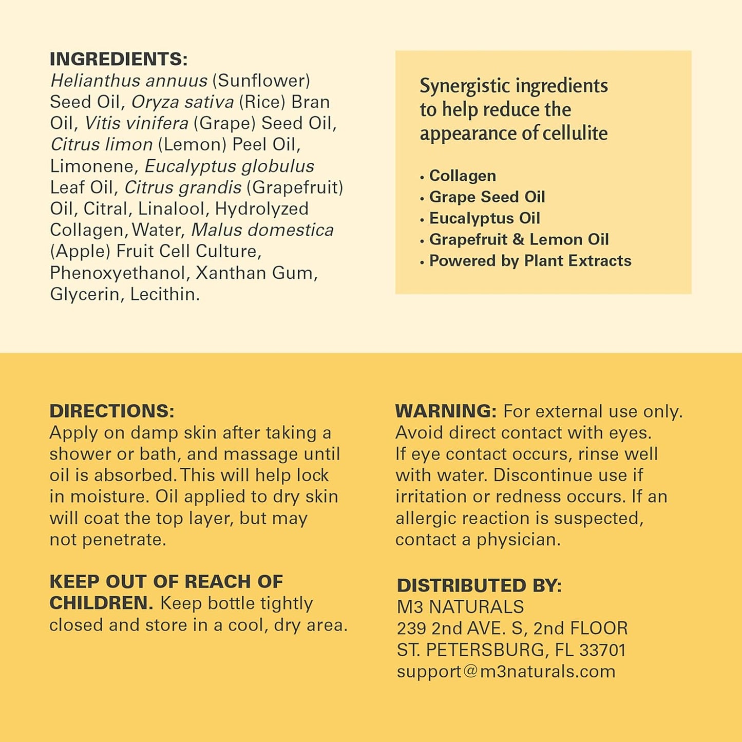 Anti Cellulite Oil and Lymphatic Drainage Massager Kit | Fascia Blaster for Contoured & Smoother Skin | Muscle Roller for Sore Arms, Legs, and Stomach, 8 fl oz by M3 Naturals