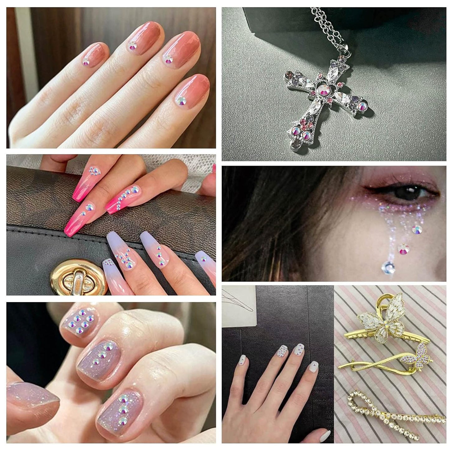 Beadsland 288 Pieces Flat Back Crystal Rhinestones Round Gems,Transparent AB,SS30,6.3-6.5mm