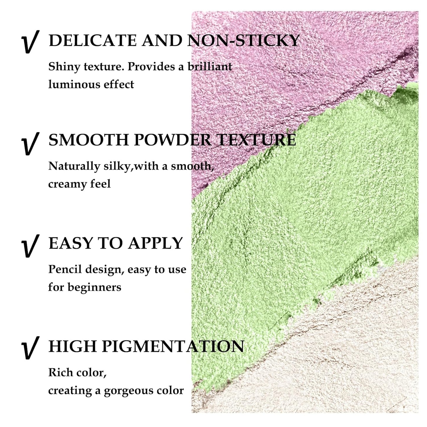 Boobeen 3-PCS Cream Eyeshadow Pencil Crayon Waterproof Brightener Stick Shimmer Pen Create Glitter Eye Makeup, Easy to Use