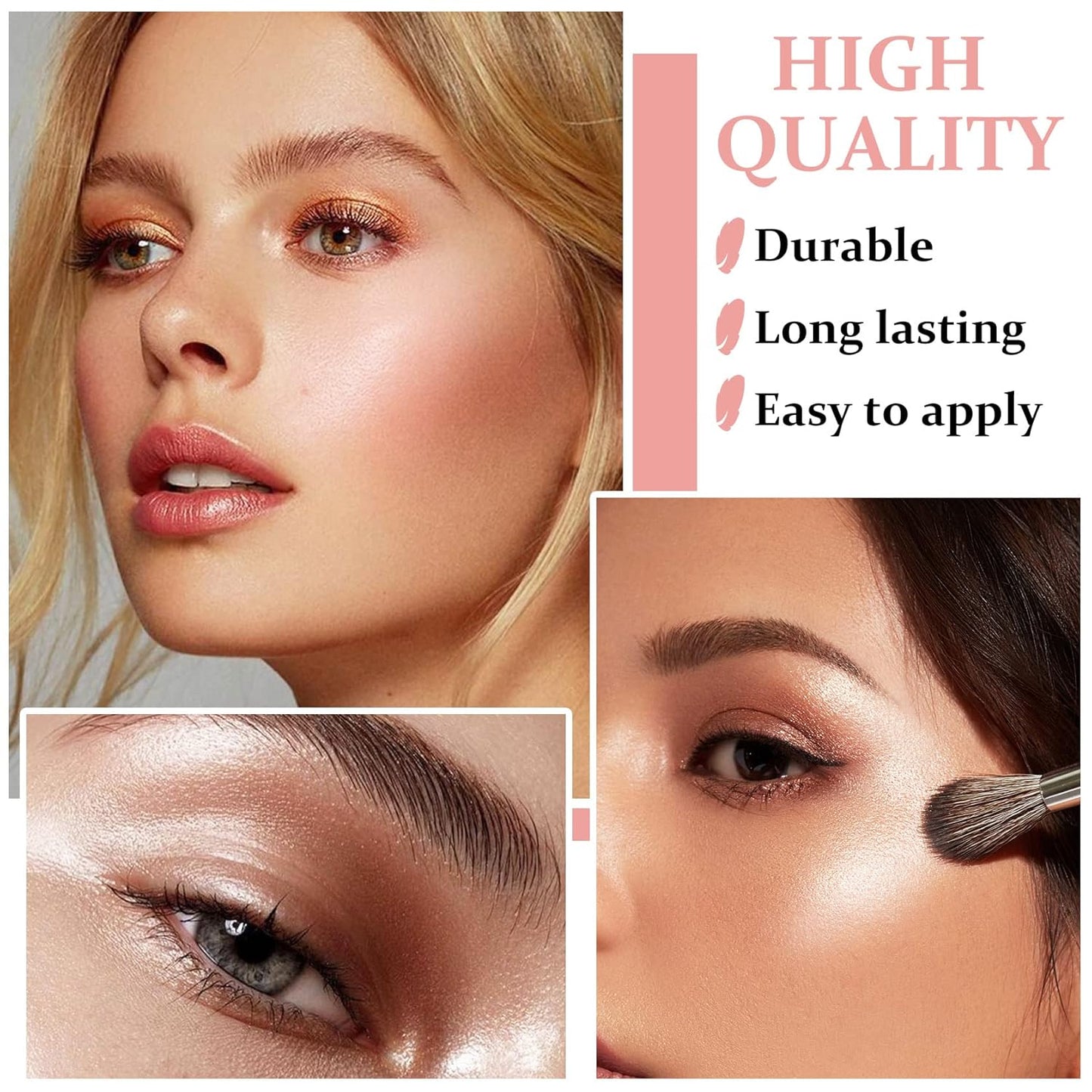 Face Glitter Highlighter Makeup Palette Shimmer Contour Powder Waterproof Long-Lasting,Brightens Face Complexion Contour Illuminator Highlighters Blush Powder Makeup Palette-02Quicksand Gold