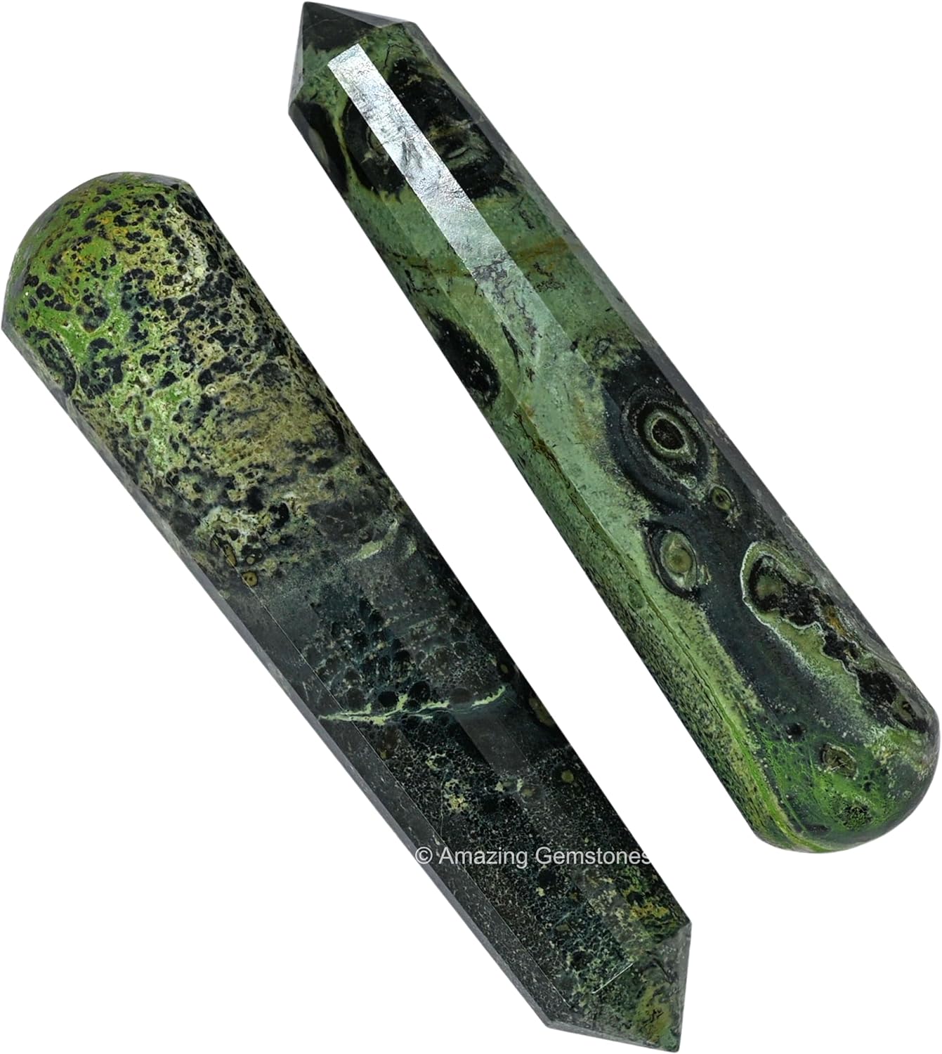 Amazing Gemstone Kambaba Jasper Crystal Wand Massage Stick - Pelvic Wand Gua Sha for Adults - Crystals and Healing Stones Massage Wands for Adults Gifts (Pointed)