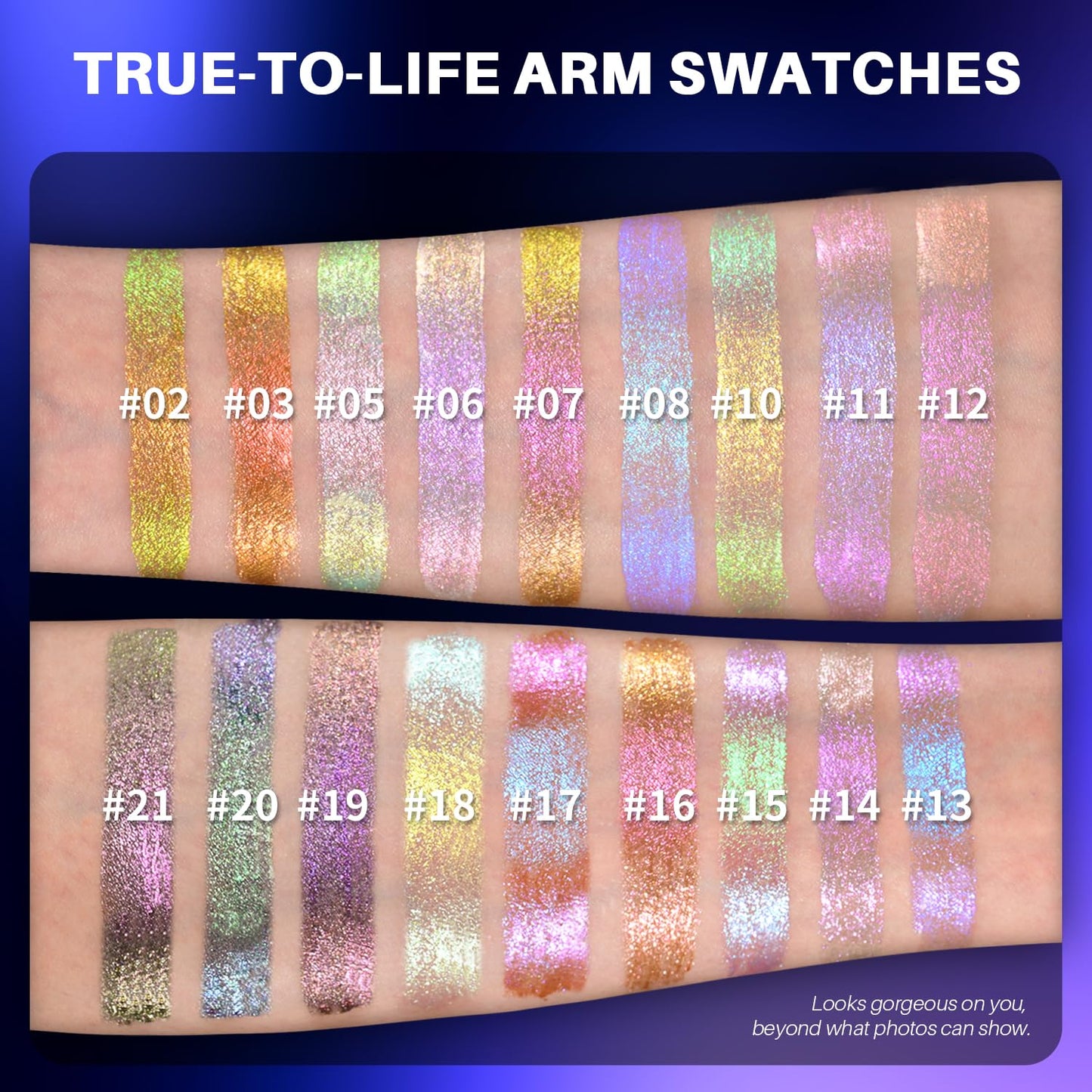 CHARMACY Liquid Duochrome Eyeshadow, Multi-Dimensional Eye Looks, Long Lasting Glitter Eye Shadow Sets Metallic Pigments, Quick Drying, Sparkling Shiny Eye Makeup for Beginners, 1.6g (#17)