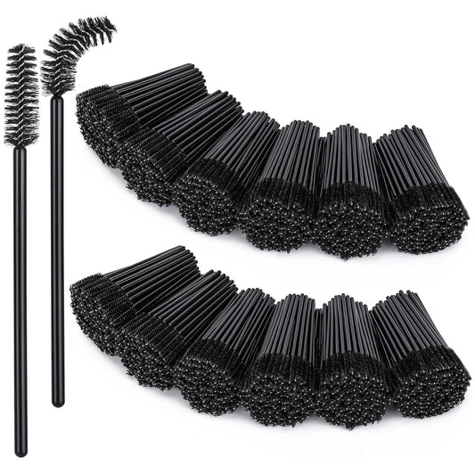 BTYMS 1200 Pieces Disposable Mascara Wands Eyelash Brush Brow Brushes Applicators Lash Spoolies for Eye Lash Extension - Black