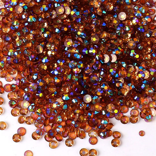500 Pieces SS30 6mm Flatback Rhinestones AB Clear Round Gems Crystals for Nail Art DIY Crafts Clothes Shoes Bags （Transparent Yellow Coffee AB）