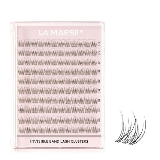 120Pcs Clear Band Lash Clusters 10-14mm Natural Look Cluster Eyelashes C Curl Resuable Invisible Band Individual Cluster Lashes(22)