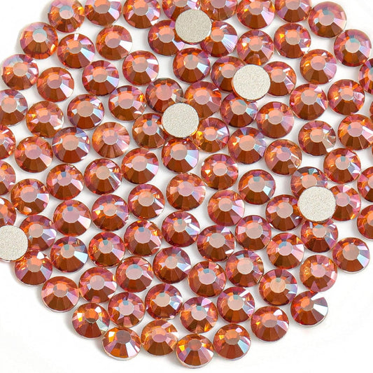 Beadsland 2880pcs Flat Back Crystal Rhinestones Round Gems for Nail Art and Craft Glue Fix,Amber,SS4,1.5-1.7mm