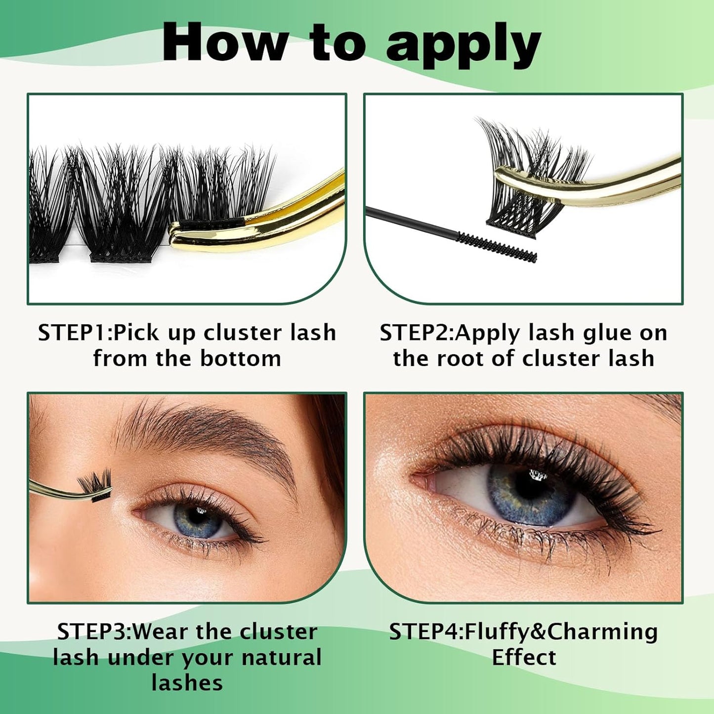 Lash Clusters 96pcs Eyelash Clusters Y02 D Curl 12mm Individual Lashes KEYYOU Volume Wispy Lash Extension Soft&Comfortable Easy DIY at Home(Y02,D-12mm)