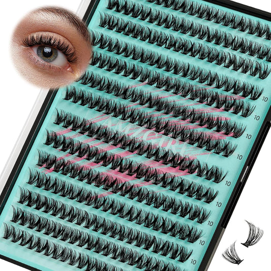 Lash Clusters Wispy 280PCS Eyelash Extension 40D Cluster Lashes Individual Lashes DIY Lash Extension Natural Look Cluster Eyelash Extensions Soft False Eyelashes at Home for Beginners(10mm)