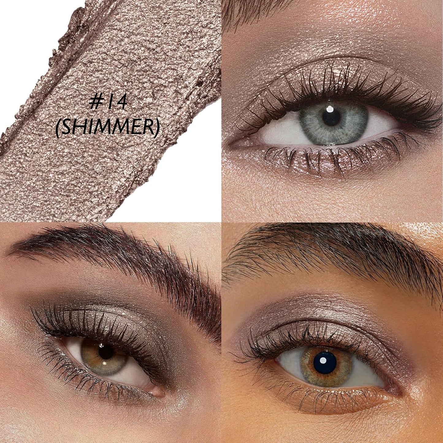 Taupe Shimmer Eyeshadow Stick, Waterproof Cream Eye Shadow Pencil Long-Lasting Crease-Proof Glitter Eyeshadow Crayon Smooth High Pigmented Highlighter Blendable Neutral Eye Shadow Liner Makeup