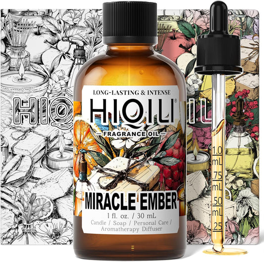 HIQILI Miracle Ember Fragrance Oil for Candle & Soap Making, Inspired by L.acome Mira-cle, Luxury Aroma for Room Air Freshener, Add to Essential Oil Diffuser - 1 Fl Oz