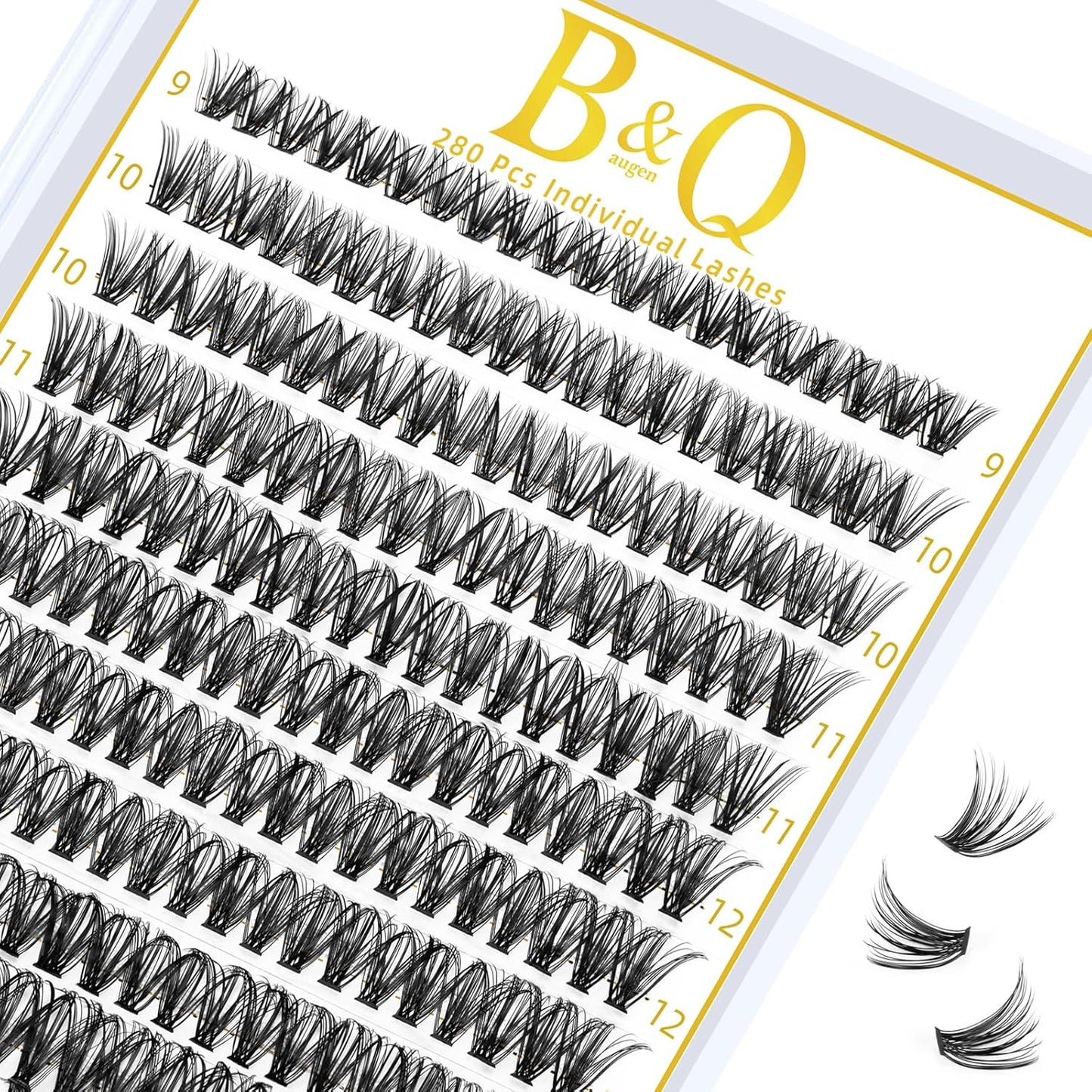 B&Qaugen Lash Clusters 40D-C-9-16MIX Individual Lashes 280 Clusters False Eyelash 20D 30D 40D Lash Clusters Extensions Individual Lashes Cluster DIY Eyelash Extensions at Home (40D-C,9-16MIX)