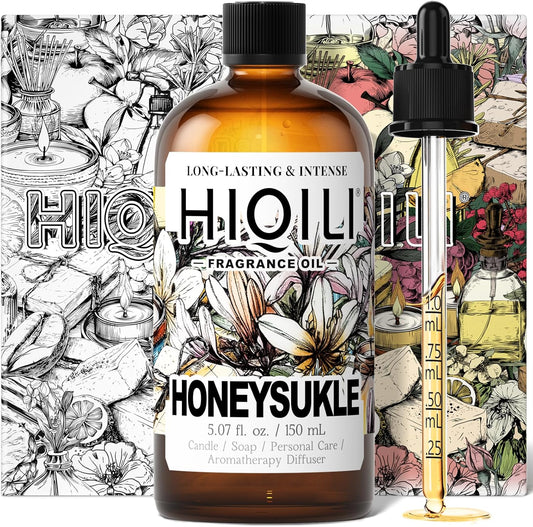 HIQILI Honeysuckle Fragrance Oil for Home Diffuser, Perfect for Candle & Soap Making, Relaxation, Beautiful Gifts - 5.07 Fl Oz
