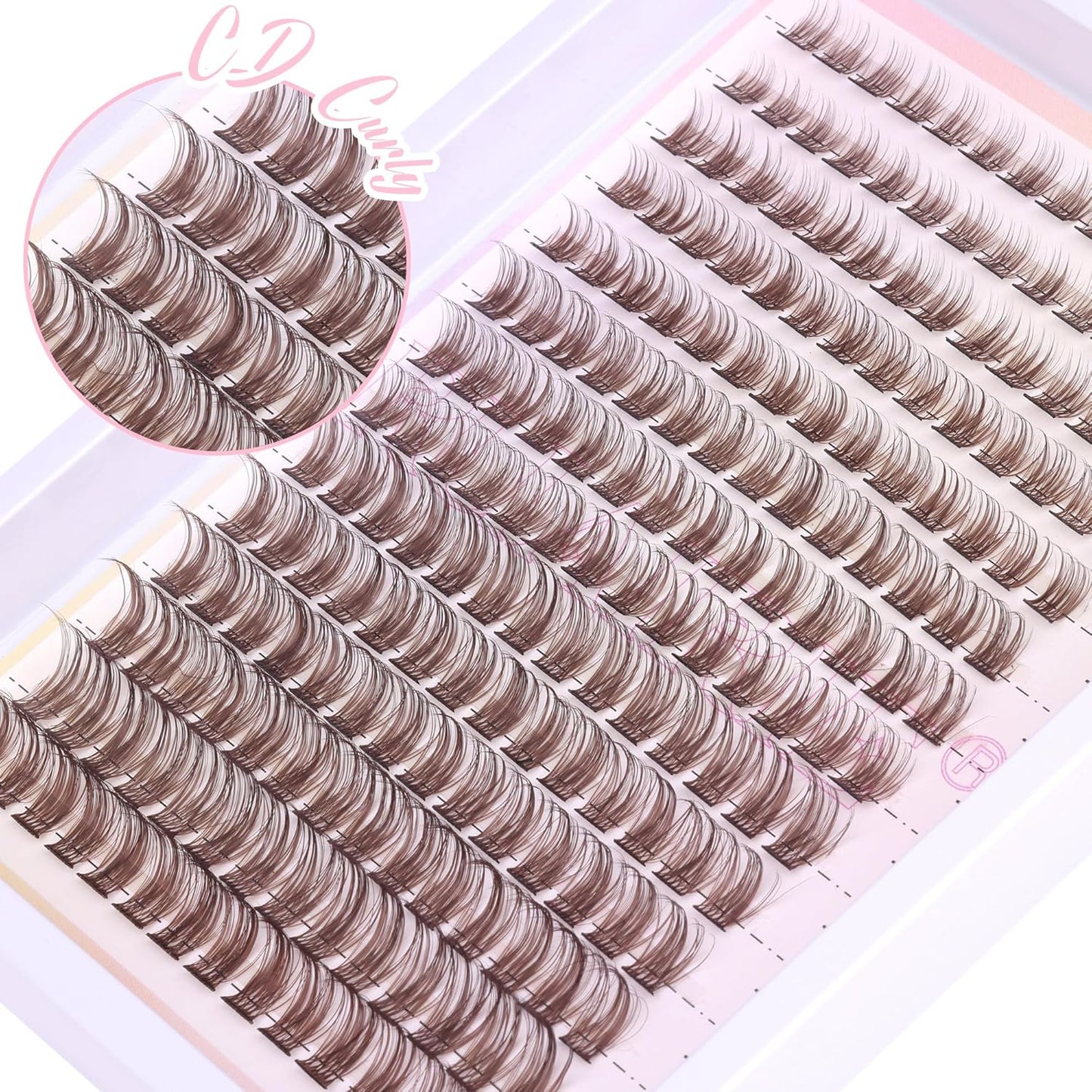 Brown Lash Clusters Wispy Natural Eyelash Clusters Eyelash Extensions 196pcs D-Curly DIY Individual Lashes Extensions