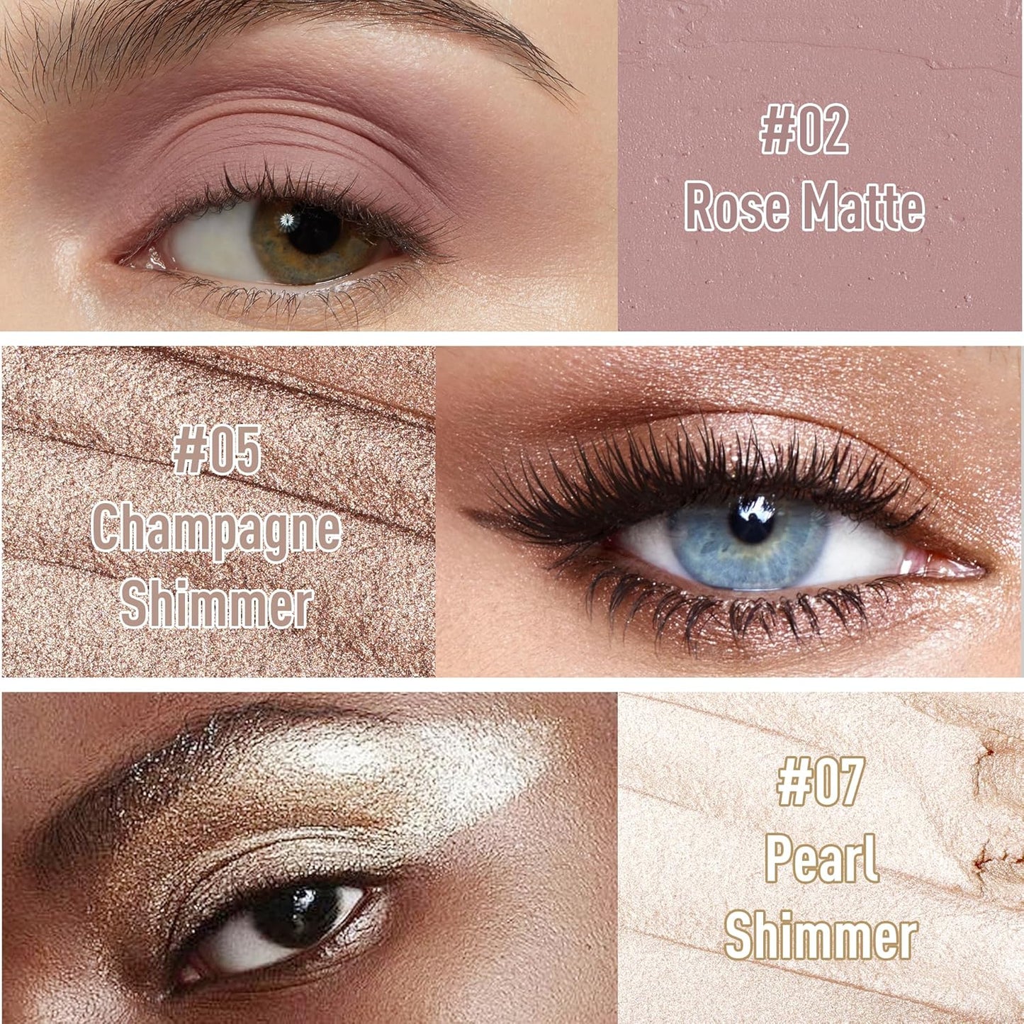 FV Waterproof Eyeshadow Stick Duo,Long-Lasting Cream Eye Shadow Makeup Sets, High Pigmented Eyeshadow Pencil with Matte & Shimmer Finish, Natural Look (Rose & Pearl)