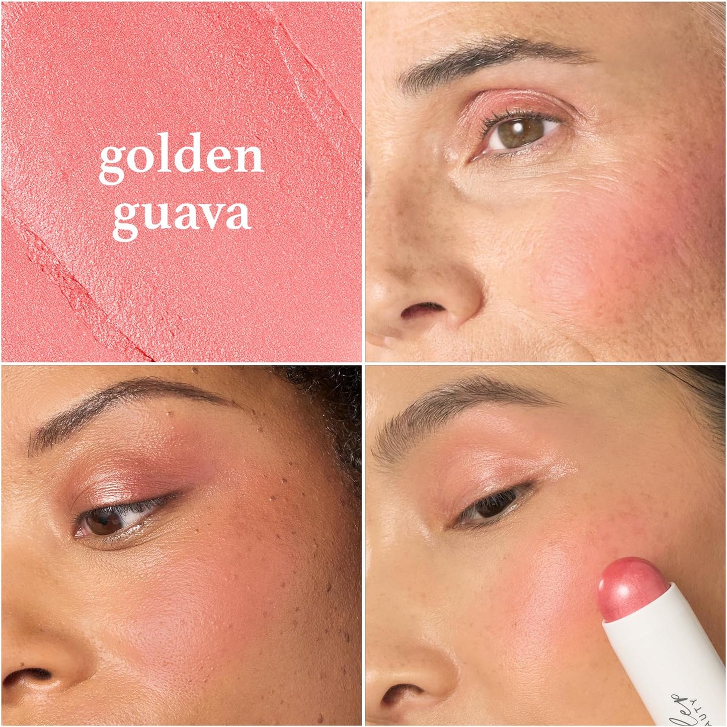 Julep Skip The Brush Cream to Powder Blush Stick - Golden Guava - Blendable and Buildable Color - 2-in-1 Blush and Cheek Makeup Stick