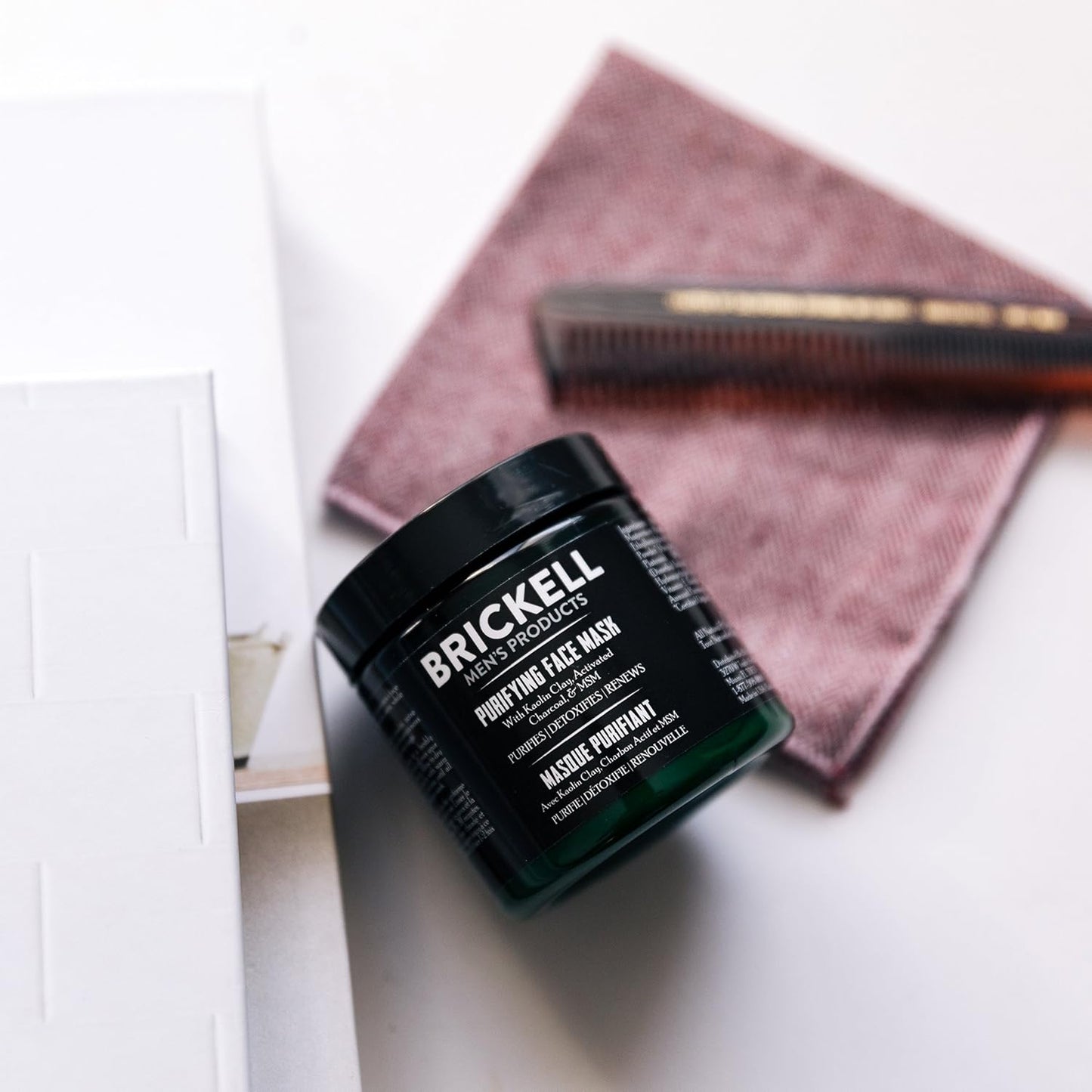 Brickell Men's Purifying Charcoal Face Mask Skin Care Product, Natural and Organic Activated Charcoal Facial Mask With Detoxifying Kaolin Clay, 4 Ounce, Unscented