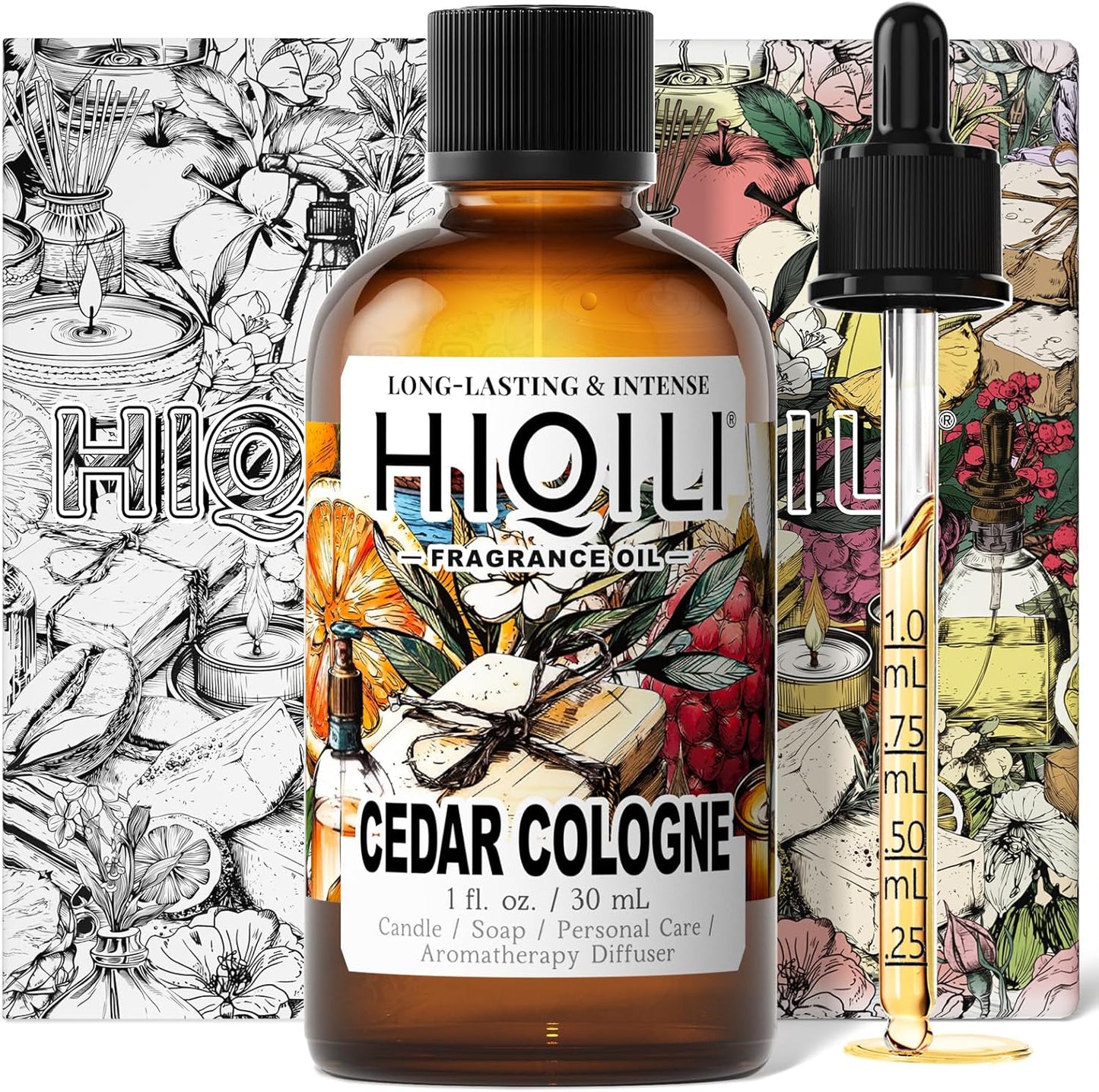 HIQILI Cedar Cologne Fragrance Oil for DIY Candle & Soap Making, Inspired by Alr-Cologne CED.Atls, Long-Lasting, Luxury Hotel Scents for Diffuser - 1 Fl Oz