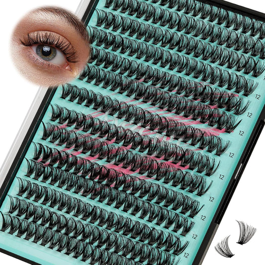 Lash Clusters Wispy 280PCS Eyelash Extension 40D Cluster Lashes Individual Lashes DIY Lash Extension Natural Look Cluster Eyelash Extensions Soft False Eyelashes at Home for Beginners(12mm)