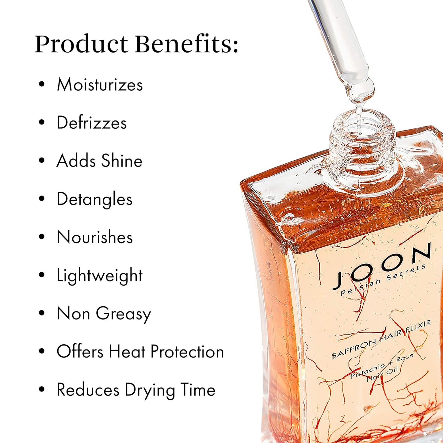 Joon Saffron Hair Elixir Pistachio + Rose Hair Oil, 1.11 Fl. Oz.