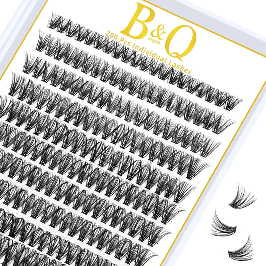 B&QaugenLash Clusters 40D-C-12 Individual Lashes 280 Clusters False Eyelash 10D 20D 30D 40D Lash Clusters Extensions Individual Lashes Cluster DIY Eyelash Extensions at Home (40D-C,12MM)