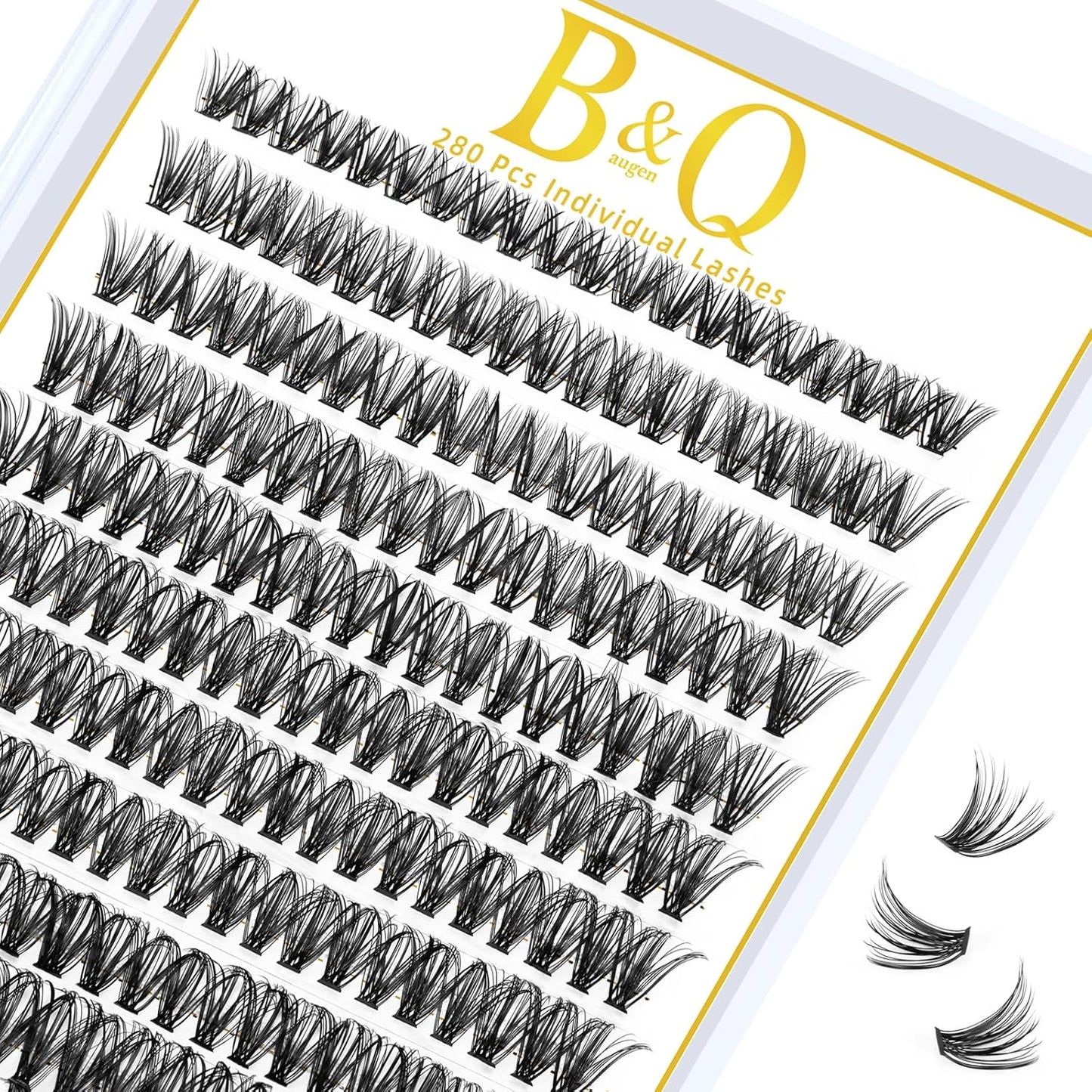 Lash Clusters B&Q LASH Individual Lashes 280 Clusters False Eyelash 10D 20D 30D 40D Lash Clusters Extensions Individual Cluster DIY Eyelash Extensions at Home 1 Count (Pack of 1), (40D-0.07D,15MM)