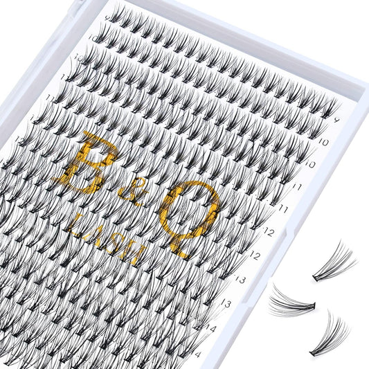 B&Qaugen Individual Lashes 20D-C-9-16mix Cluster Lashes 280 Clusters False Eyelash C D Curl Wispy Lashes Bottom Lashes Diy Lashes at Home（20D-C-9-16 mix）