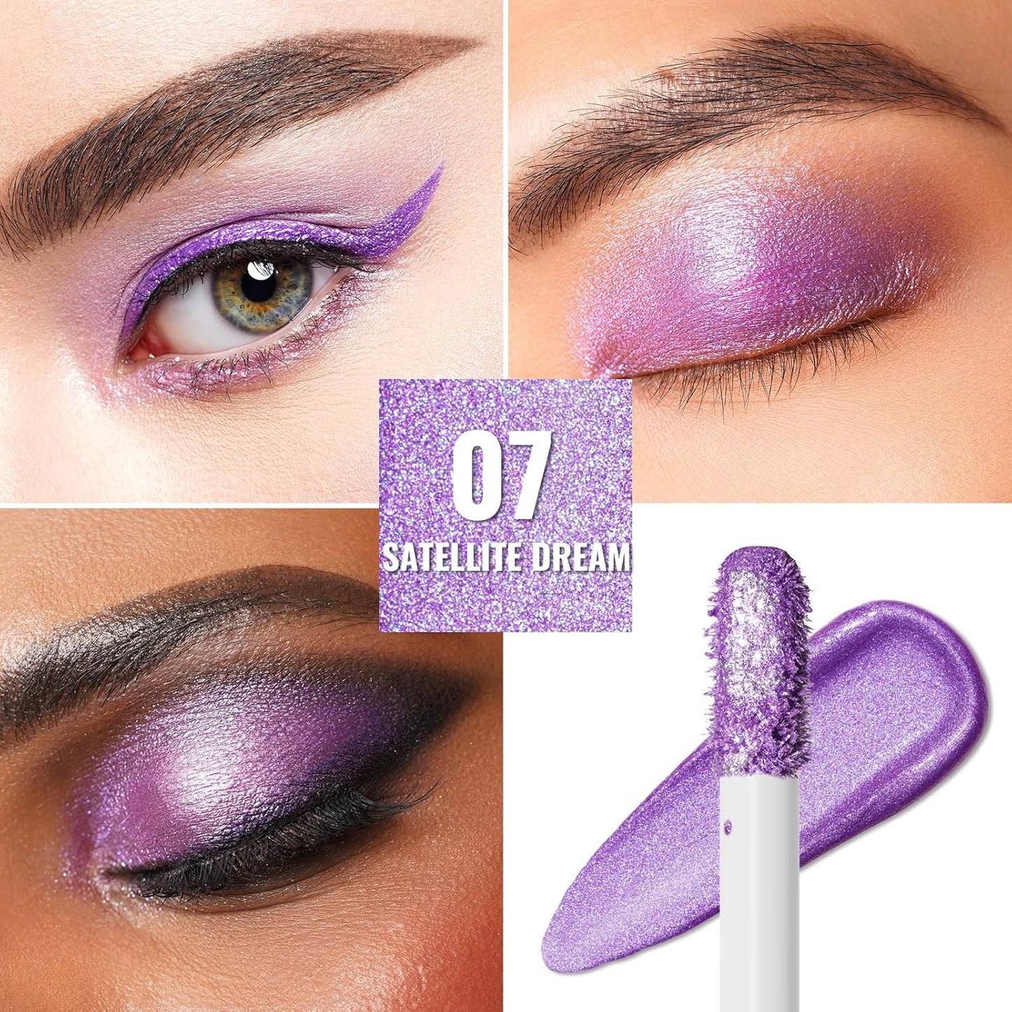 Oulac Liquid Glitter Eyeshadow Liquid Shimmer Eyeshadow Liquid Eyeliner Non-sticky One-Swipe Coverage with Quick-Drying Crease-resistant Formula.Vegan & Cruelty-Free.(07)